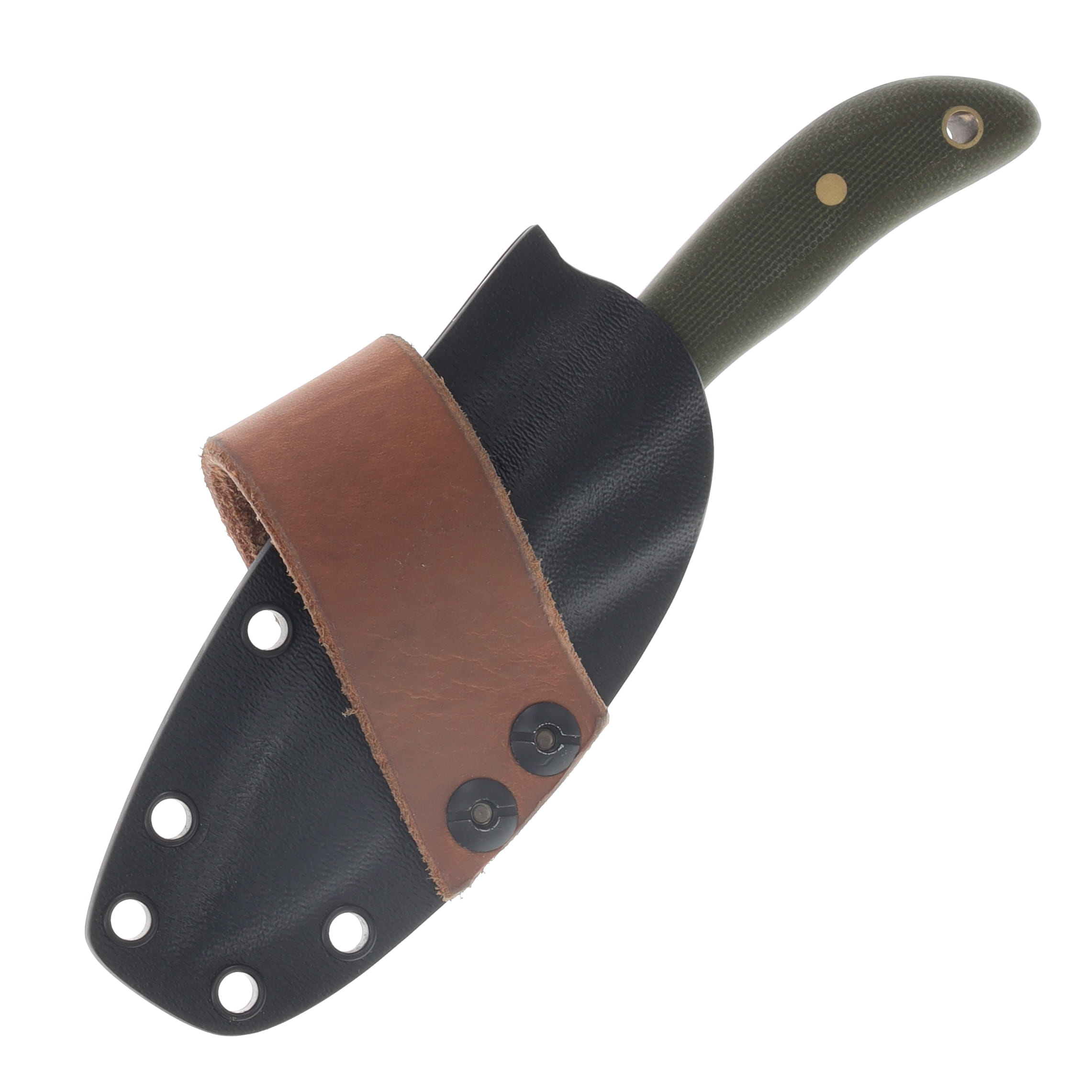 Samuel Riner Custom Knives Bird and Trout Fixed Blade Scandi Grind 80CrV2/OD Green Micarta SRKBT1 View 3