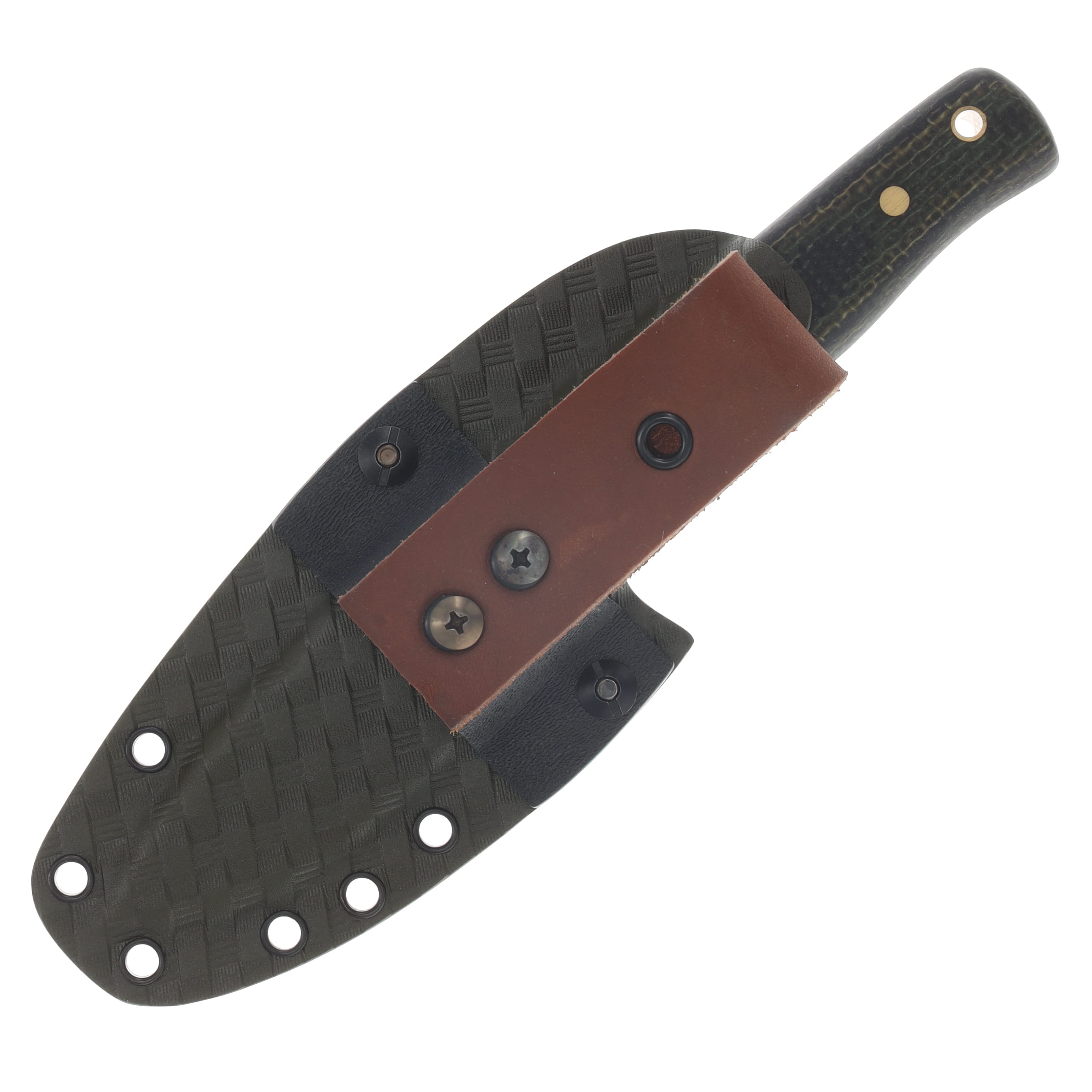 Samuel Riner Custom Knives Cane Creek Fixed Blade Knife 80CrV2 Classic File Taper/Marpat Camo Green Micarta SRKCC1 View 3