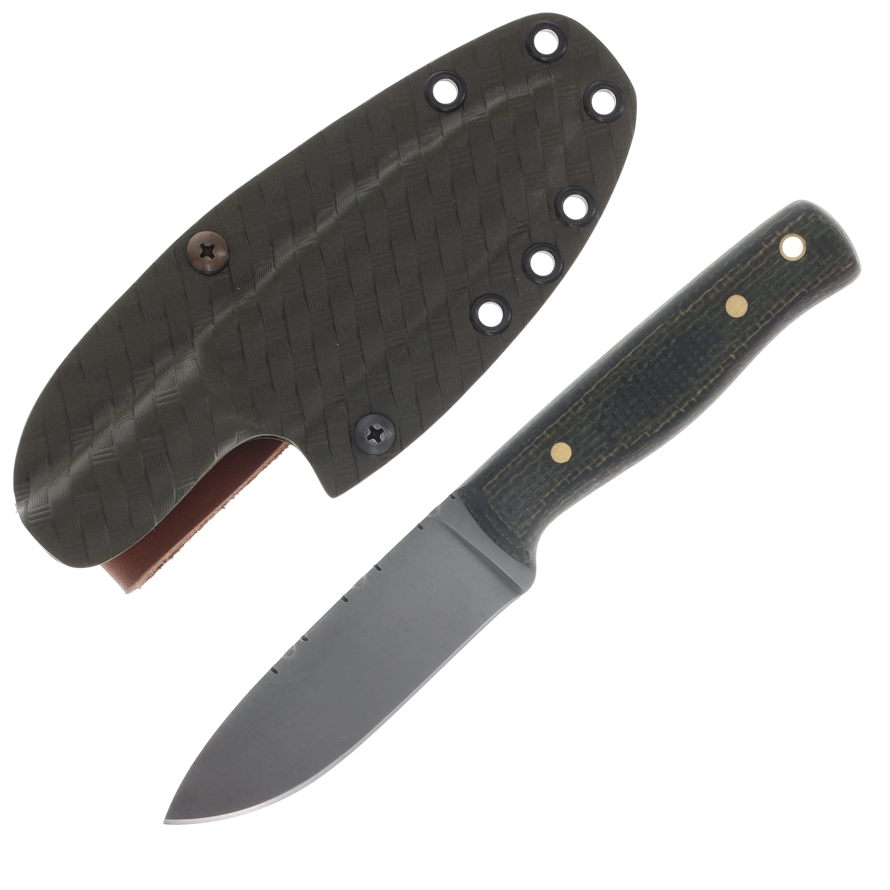 Samuel Riner Custom Knives Cane Creek Fixed Blade Knife 80CrV2 Classic File Taper/Marpat Camo Green Micarta SRKCC1 View 1