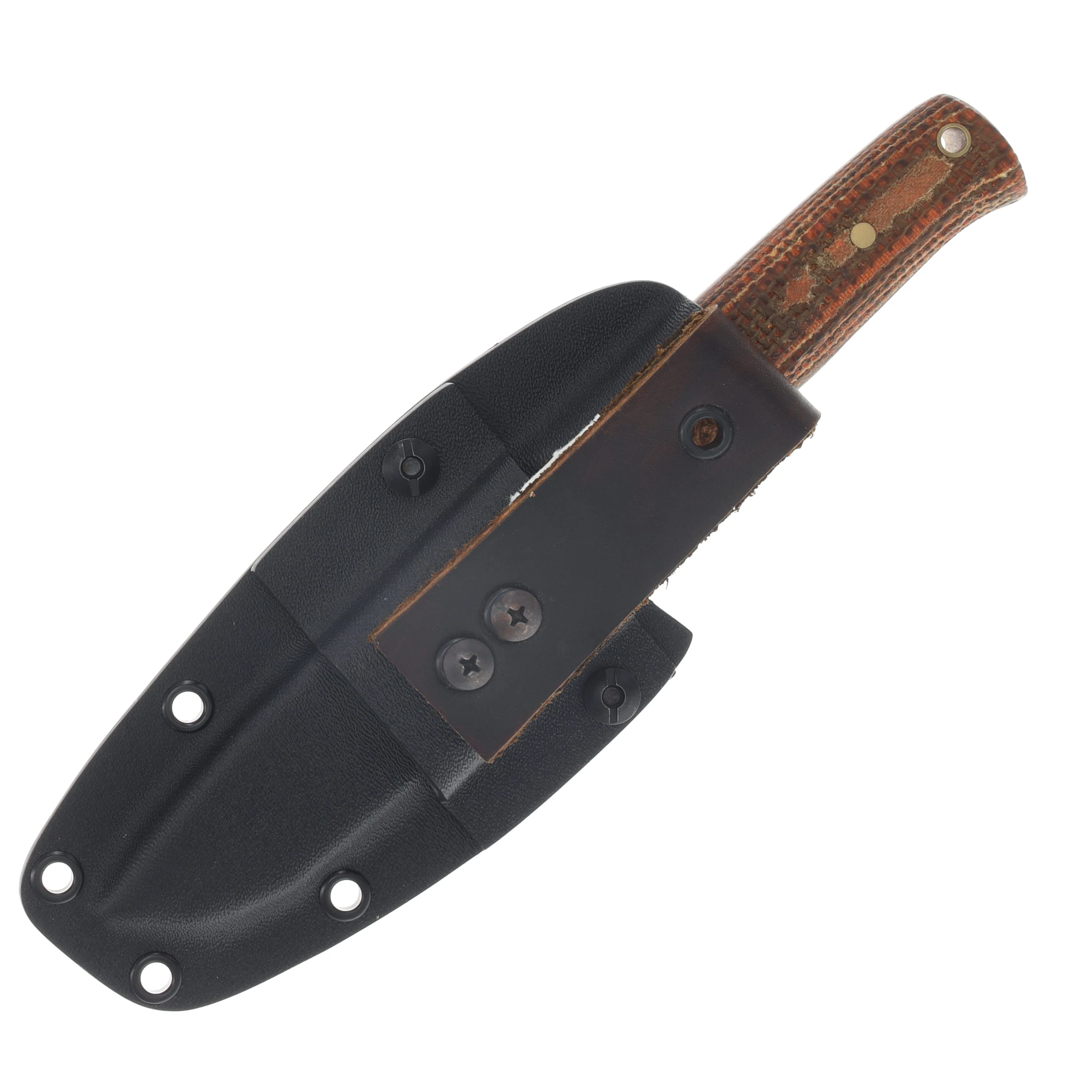 Samuel Riner Custom Knives Cane Creek Fixed Blade Knife 80CrV2 Tapered Tang/Textured Orange Burlap Micarta SRKCC2 View 4