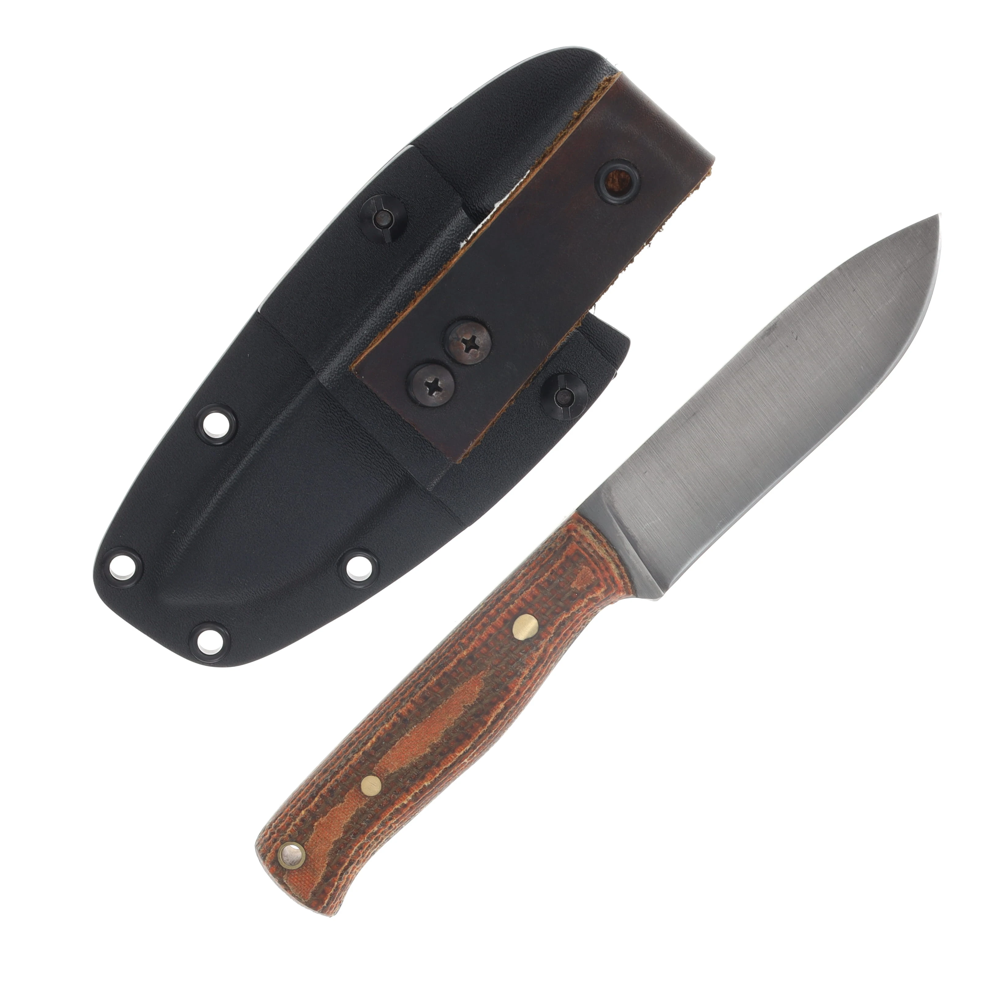 Samuel Riner Custom Knives Cane Creek Fixed Blade Knife 80CrV2 Tapered Tang/Textured Orange Burlap Micarta SRKCC2 View 2