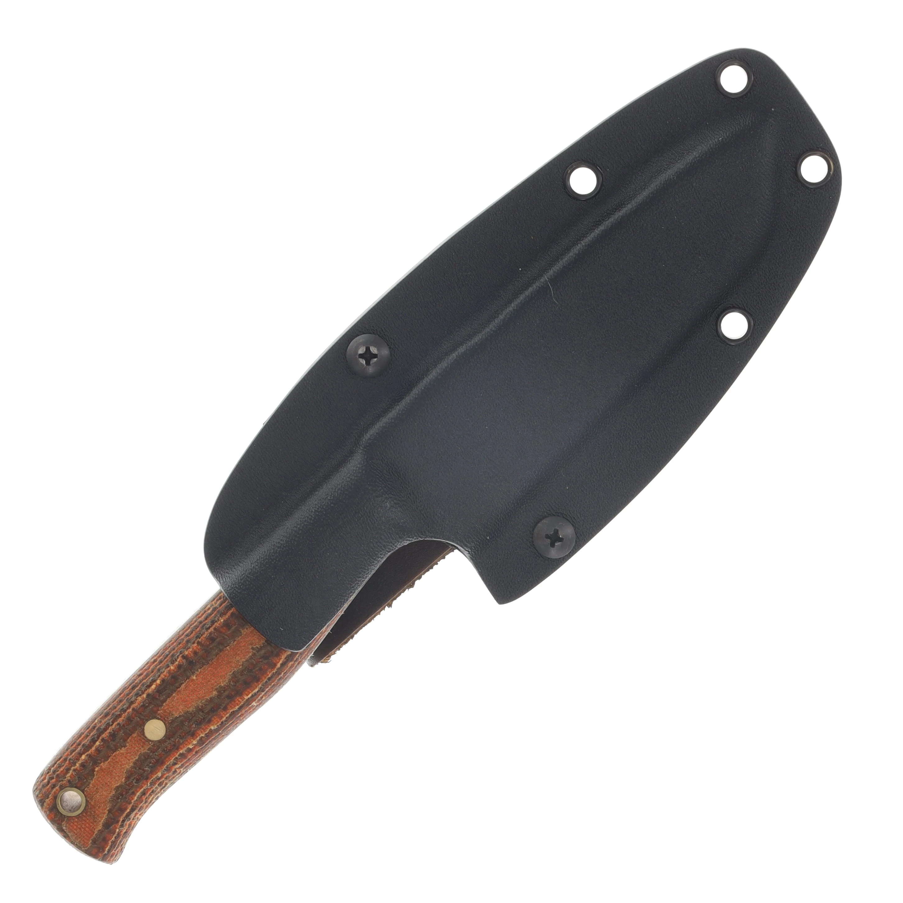Samuel Riner Custom Knives Cane Creek Fixed Blade Knife 80CrV2 Tapered Tang/Textured Orange Burlap Micarta SRKCC2 View 3
