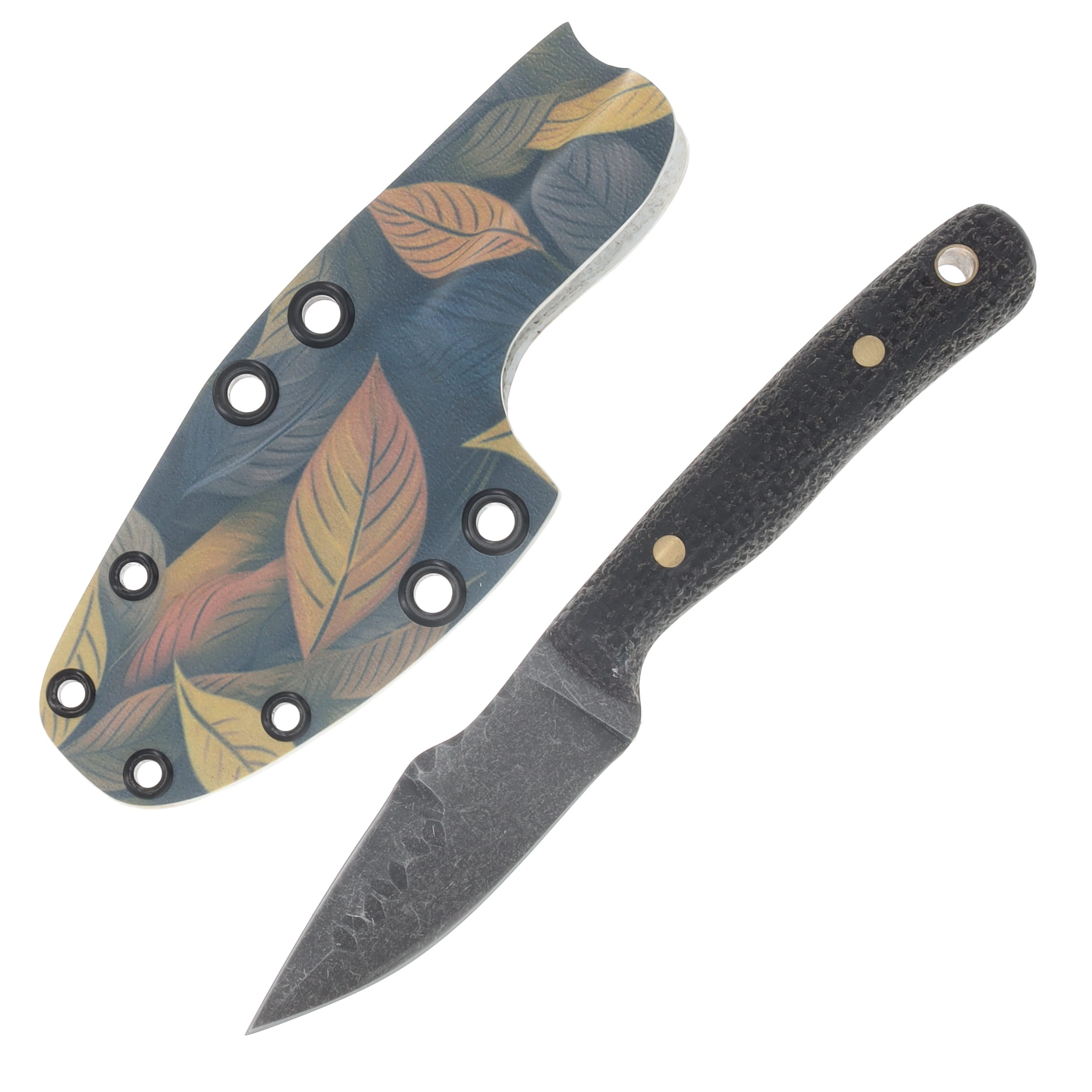 Samuel Riner Custom Knives Pellissippi Defender Fixed Blade Classic Finish 80CrV2 Tapered Tang/Midnight Micarta SRKPD1 View 1