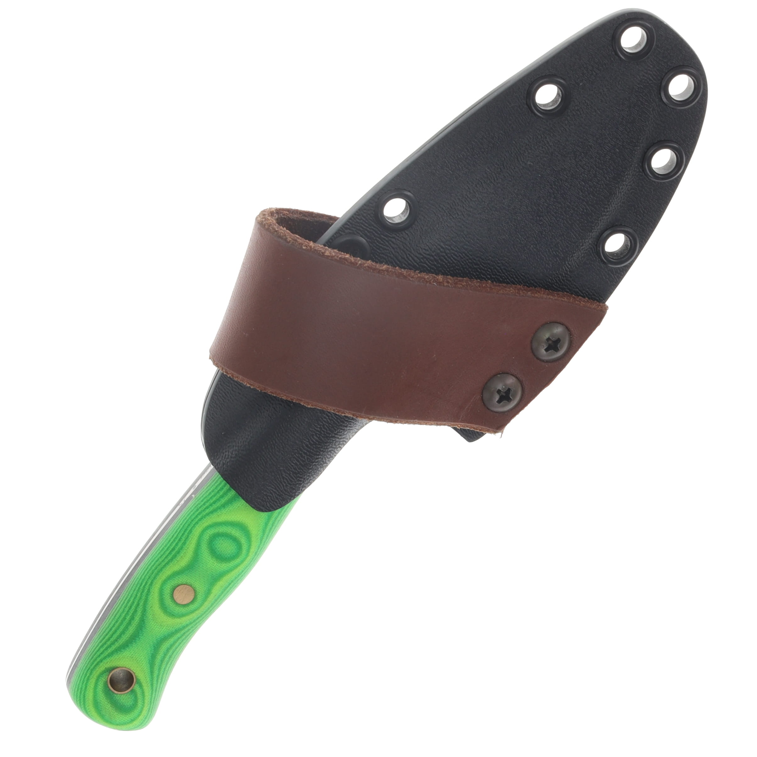Samuel Riner Custom Knives Clinch Defender Fixed Blade Stonewash 80CrV2 Scalloped Tapered Tang/Nuke Micarta SRKCD1 View 4