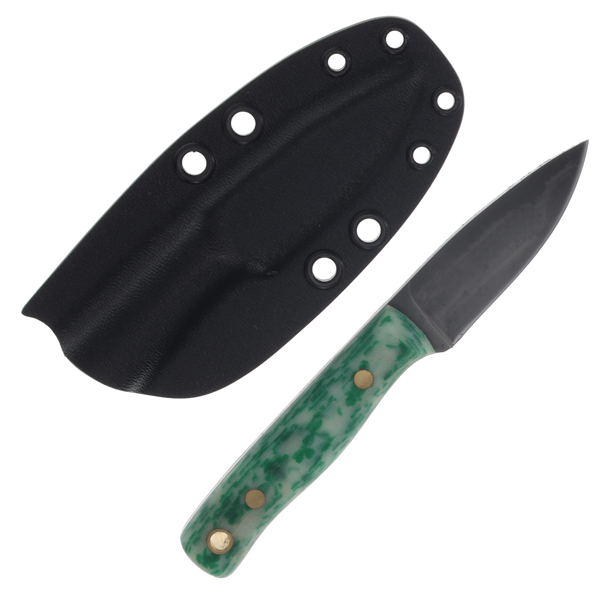 Samuel Riner Custom Knives Clinton Clipper Fixed Blade Acid Washed 80CrV2 Tapered Tang/Shamrock Canvas Micarta SRKCLC4 View 2