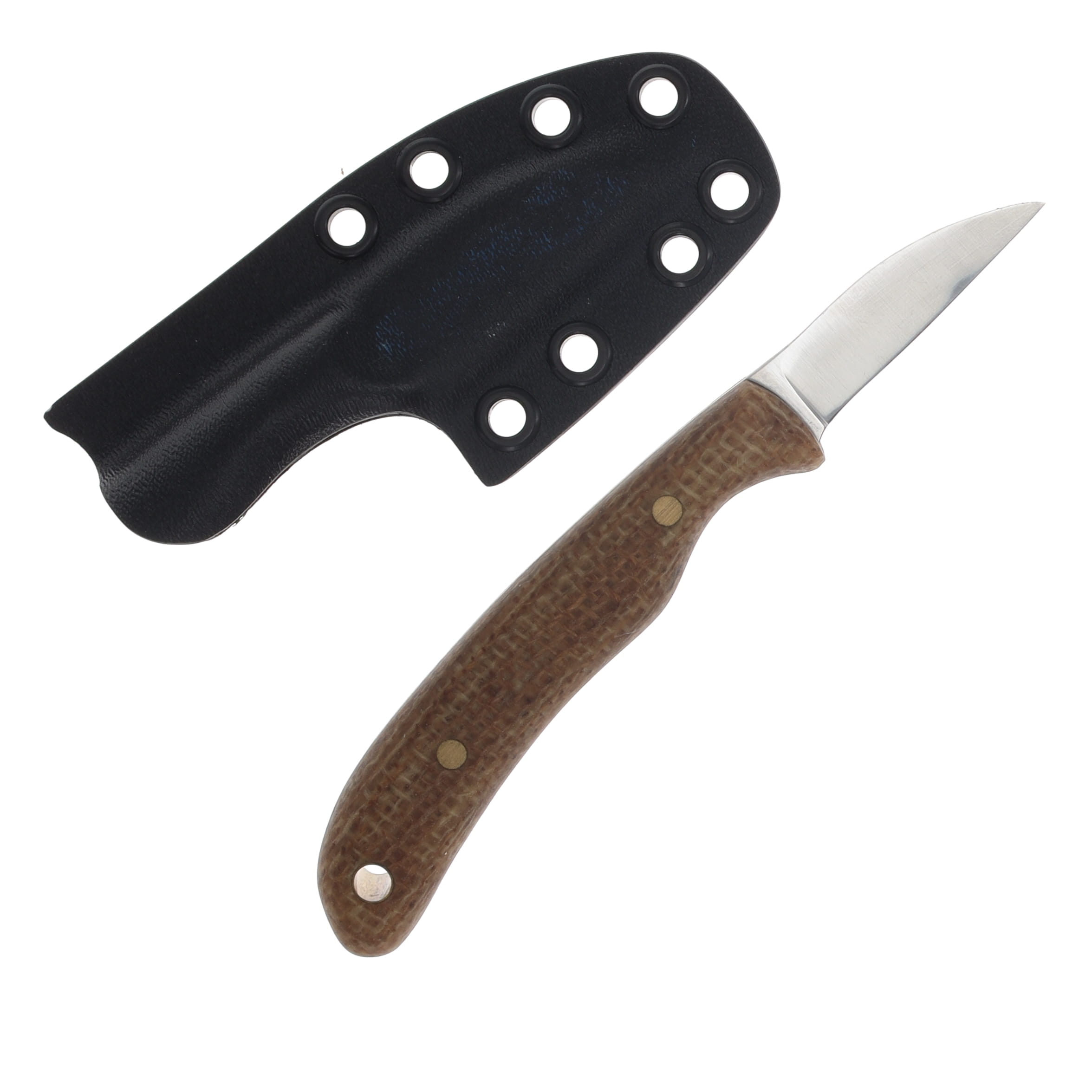 Samuel Riner Wartburg Whittler Fixed Blade Belt Satin 80CrV2/Brown Burlap Micarta SRKWW1 View 2