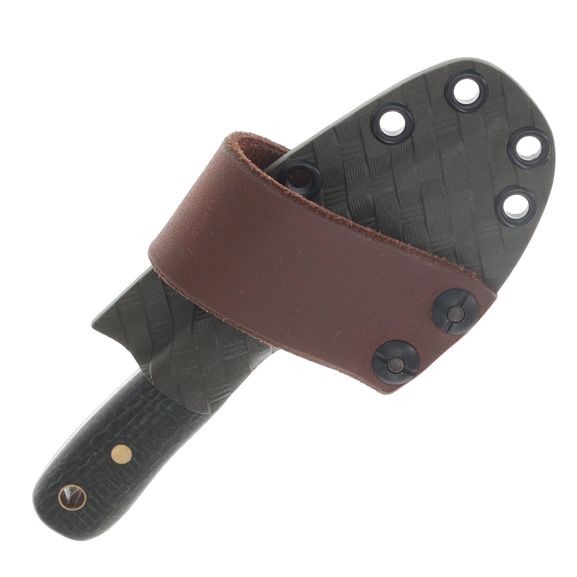 Samuel Riner Custom Knives Pellissippi Fixed Blade Acid Washed Taper Tang 80CrV2Forest Green Burlap Micarta SRKP1 View 4