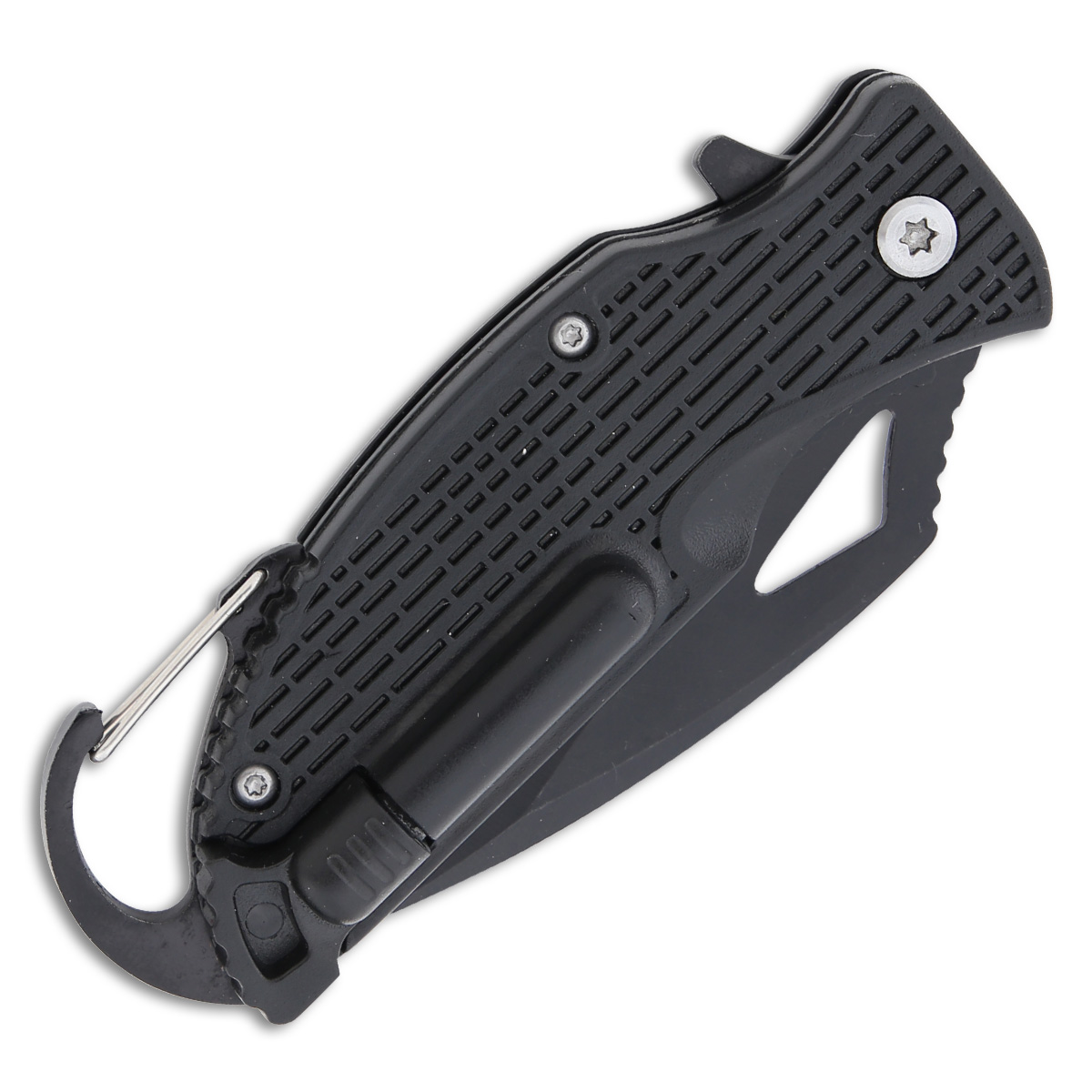 Black Camping Linerlock Folding Knife 2.75in Plain Clip Point Blade 300454BK View 3