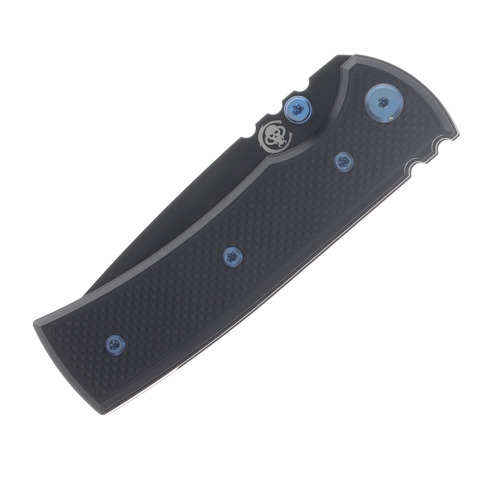 Chaves Blue Label Redencion Street Linerlock Folder Aluminum Knurled SW Black PVD Blue TI Black Tanto CK-1B2-2C9A-2D1-BLUE View 5