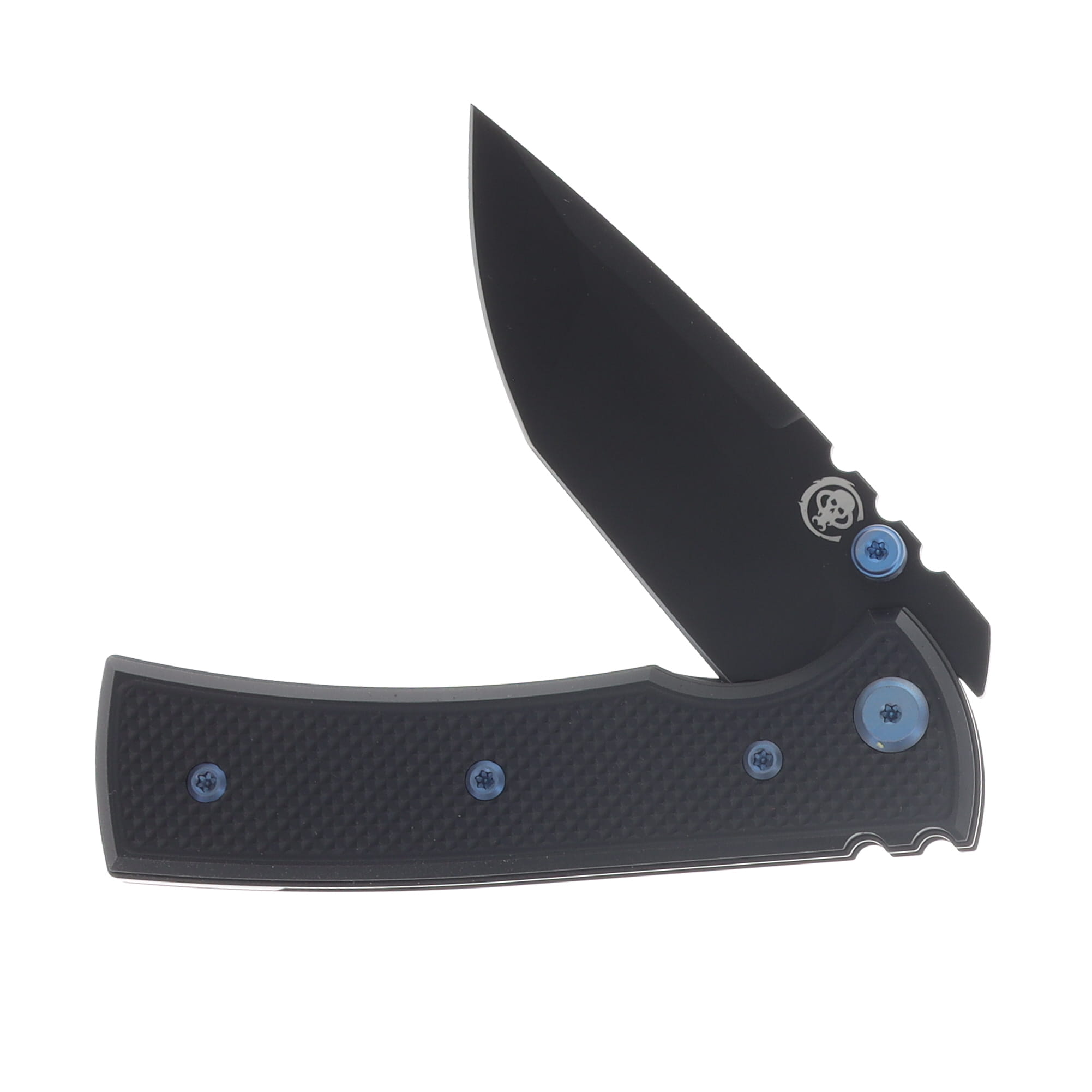 Chaves Blue Label Redencion Street Linerlock Folder Aluminum Knurled SW Black PVD Blue TI Black Tanto CK-1B2-2C9A-2D1-BLUE View 3