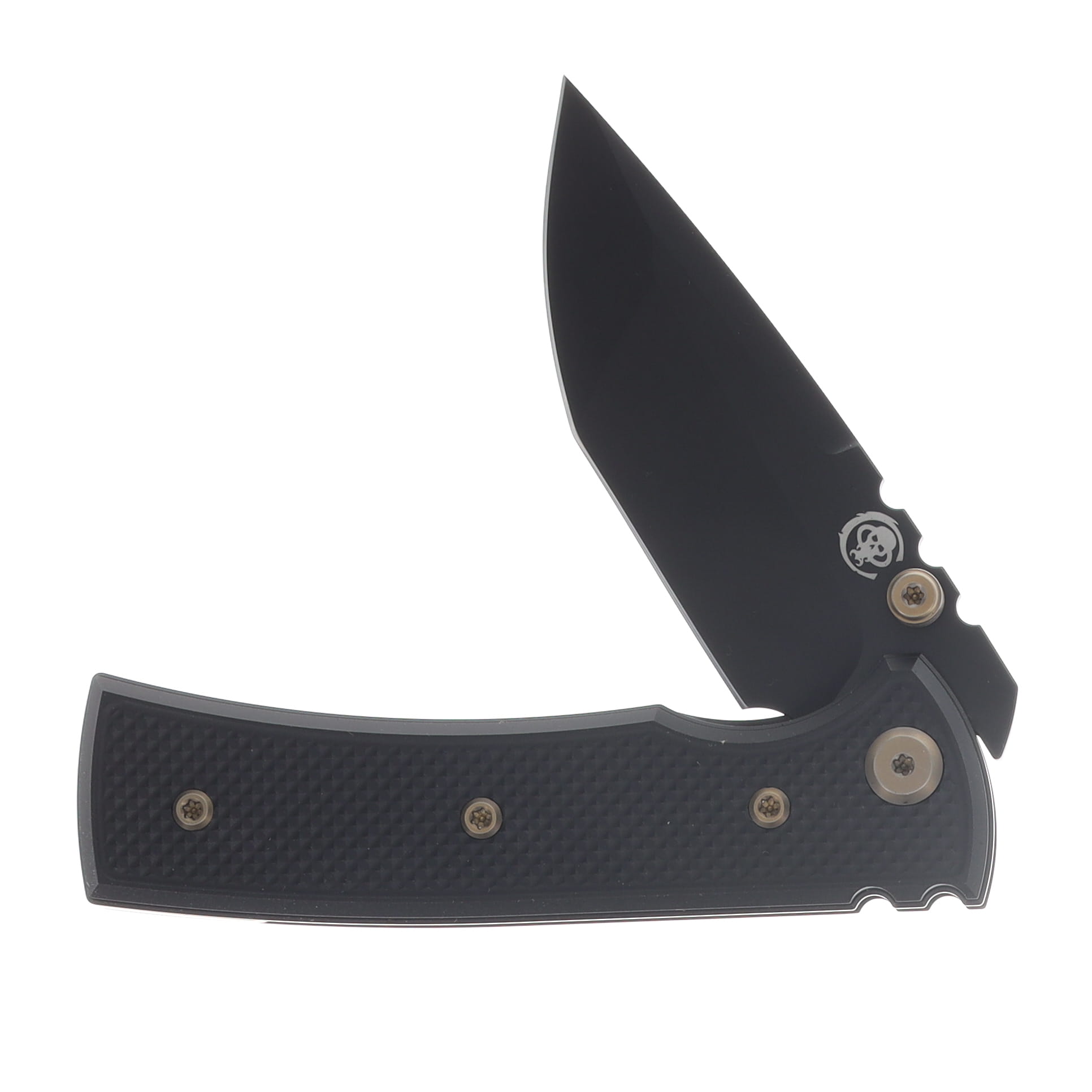 Chaves Blue Label Redencion Street Linerlock Folder Aluminum Knurled SW Black PVD Bronze TI Black Tanto CK-1B2-2C9A-2D1-BR View 3