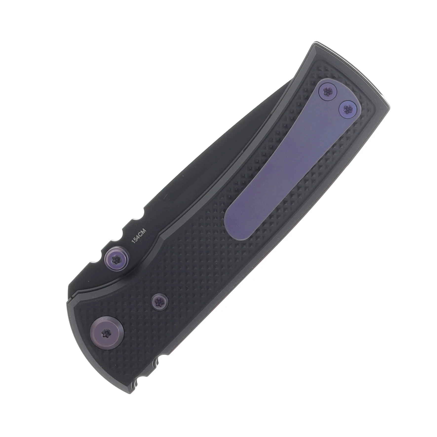 Chaves Blue Label Redencion Street Linerlock Folder Aluminum Knurled SW Black PVD Purple TI Black Tanto View 6