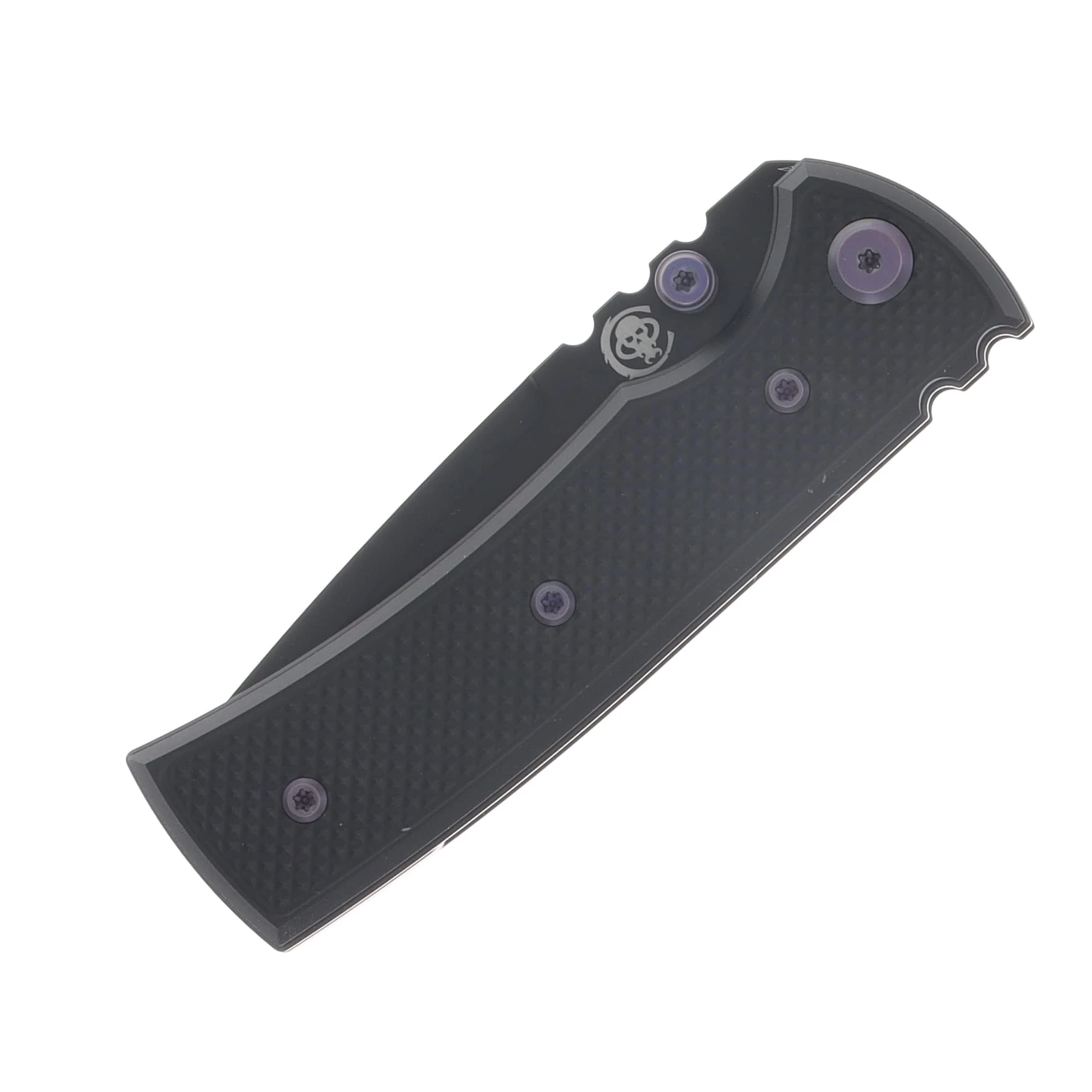 Chaves Blue Label Redencion Street Linerlock Folder Aluminum Knurled SW Black PVD Purple TI Black Tanto View 5