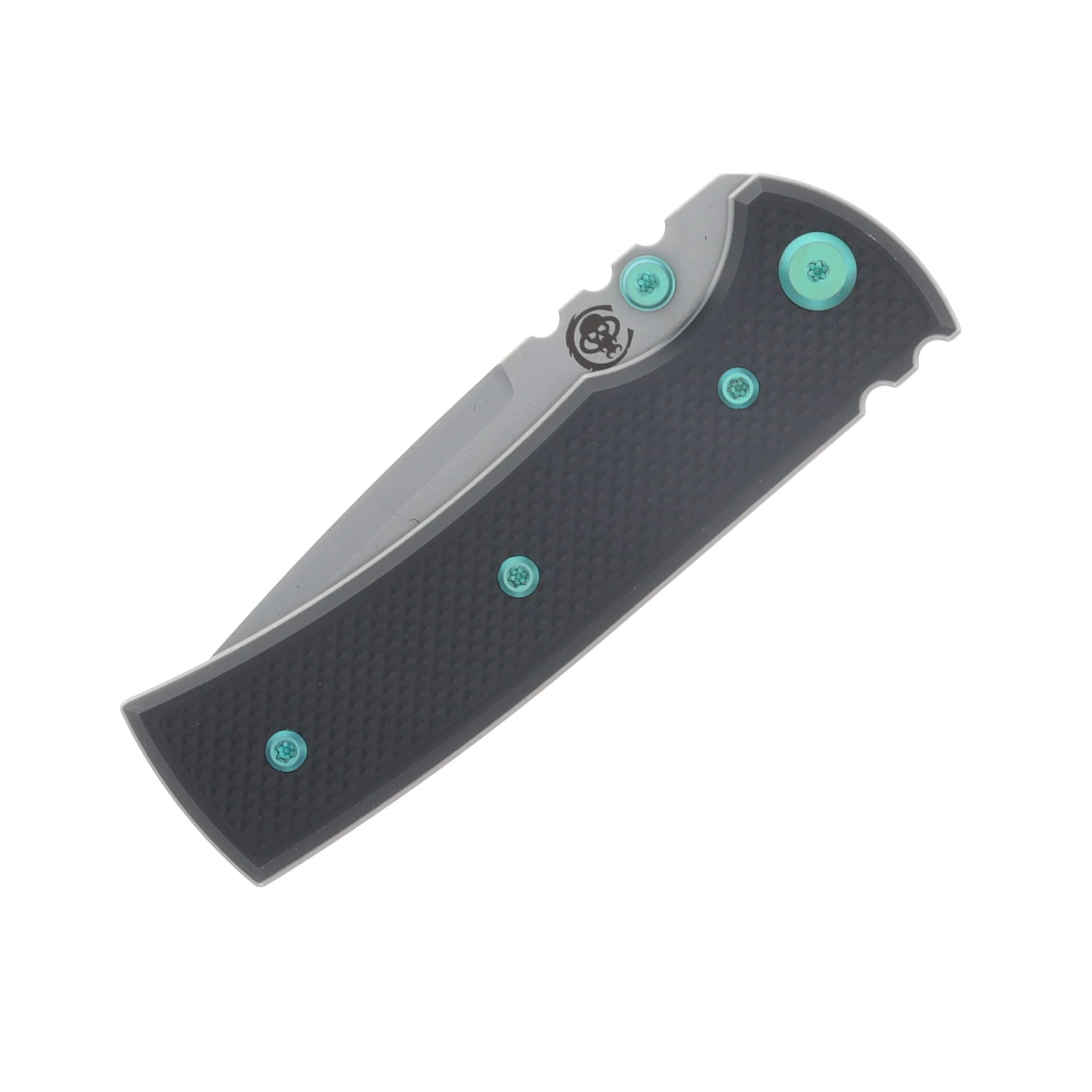 Chaves Blue Label Redencion Street Linerlock Folder Aluminum Knurled Black PVD Green TI SW DP View 5