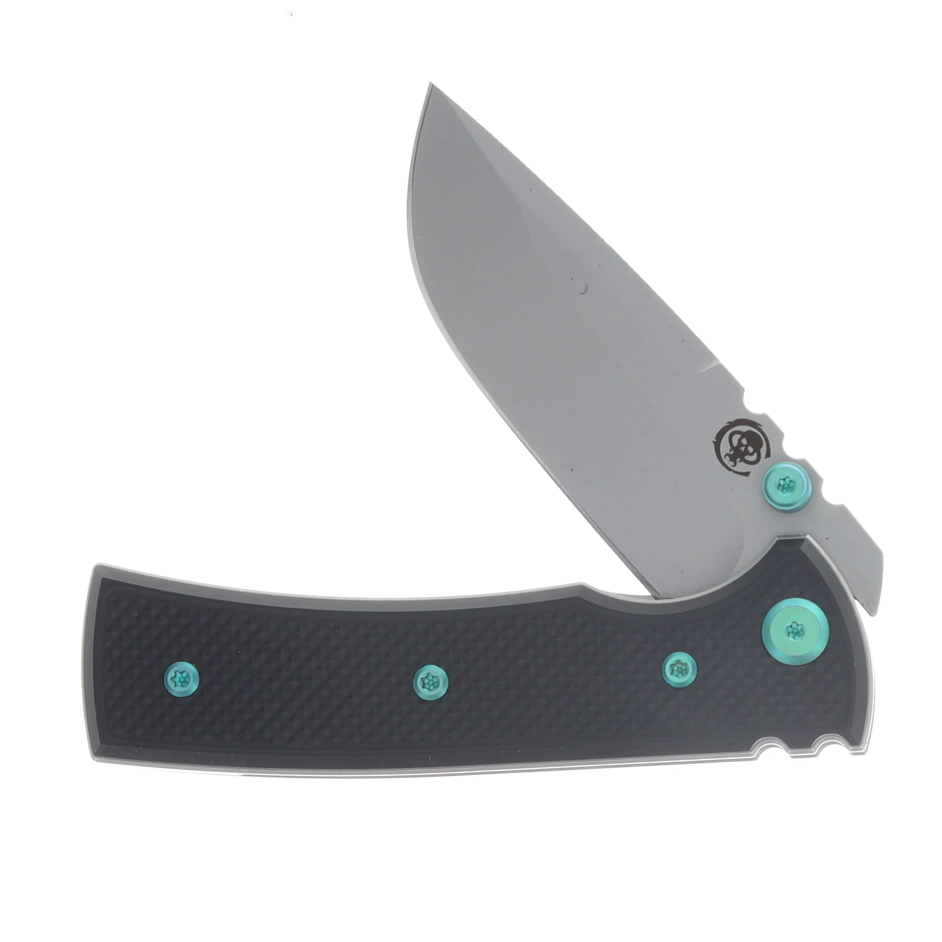 Chaves Blue Label Redencion Street Linerlock Folder Aluminum Knurled Black PVD Green TI SW DP View 3