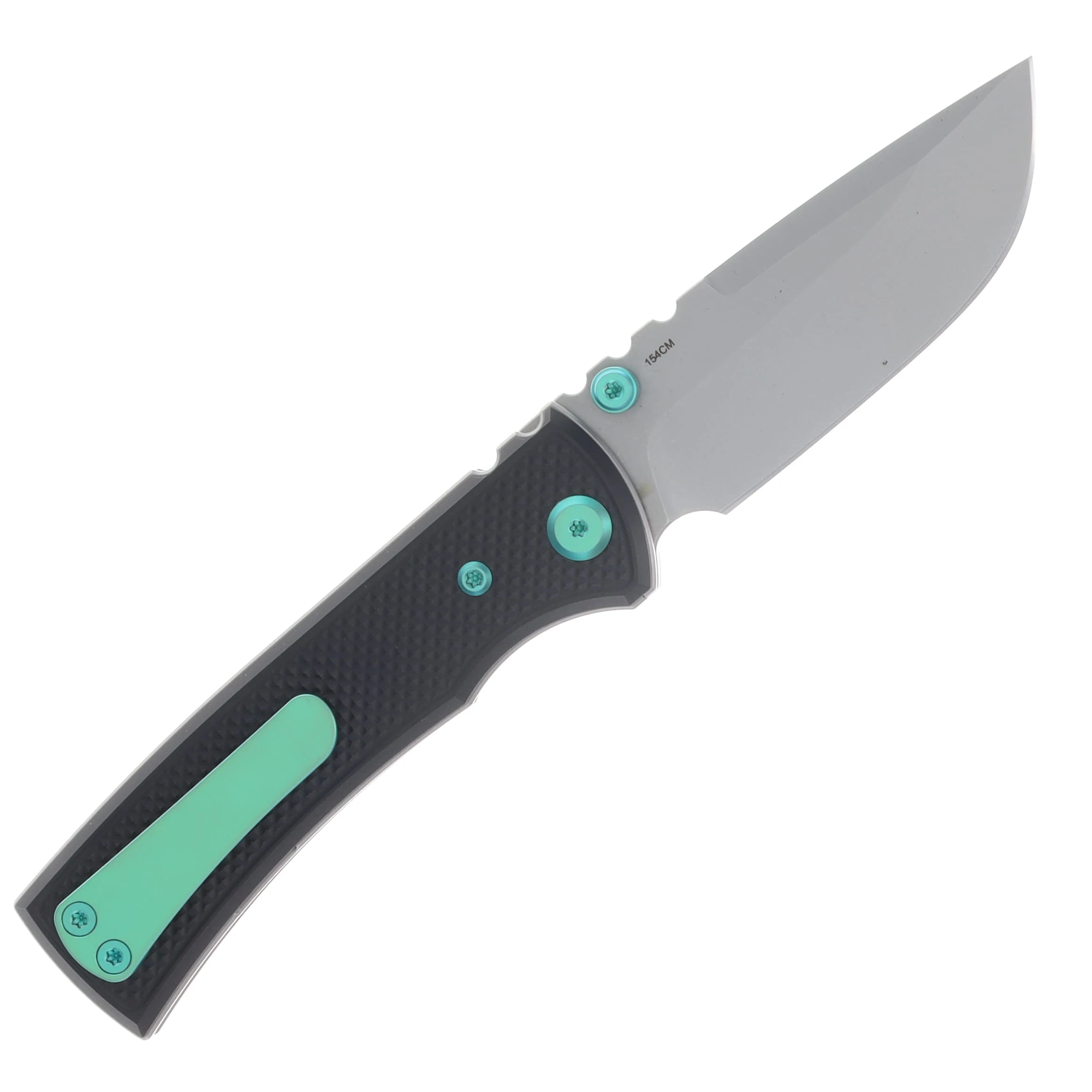 Chaves Blue Label Redencion Street Linerlock Folder Aluminum Knurled Black PVD Green TI SW DP View 2