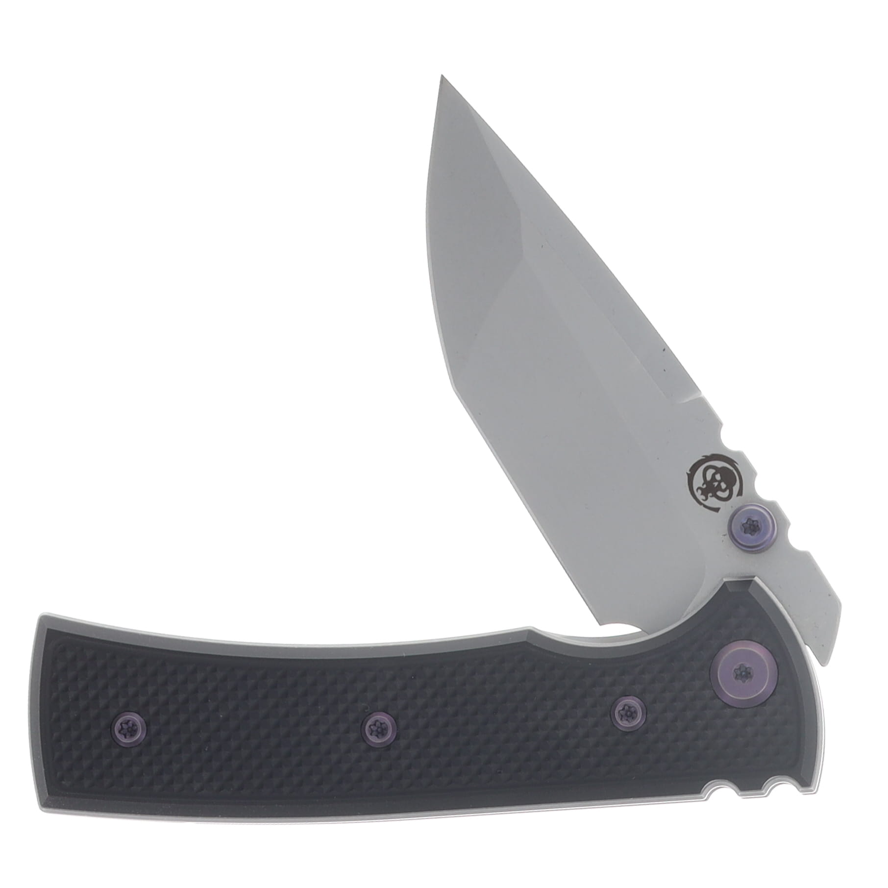 Chaves Blue Label Redencion Street Linerlock Folder Aluminum Knurled SW Black PVD Purple TI SW Tanto CK-1B2-2B9A-2D1-PRP View 3