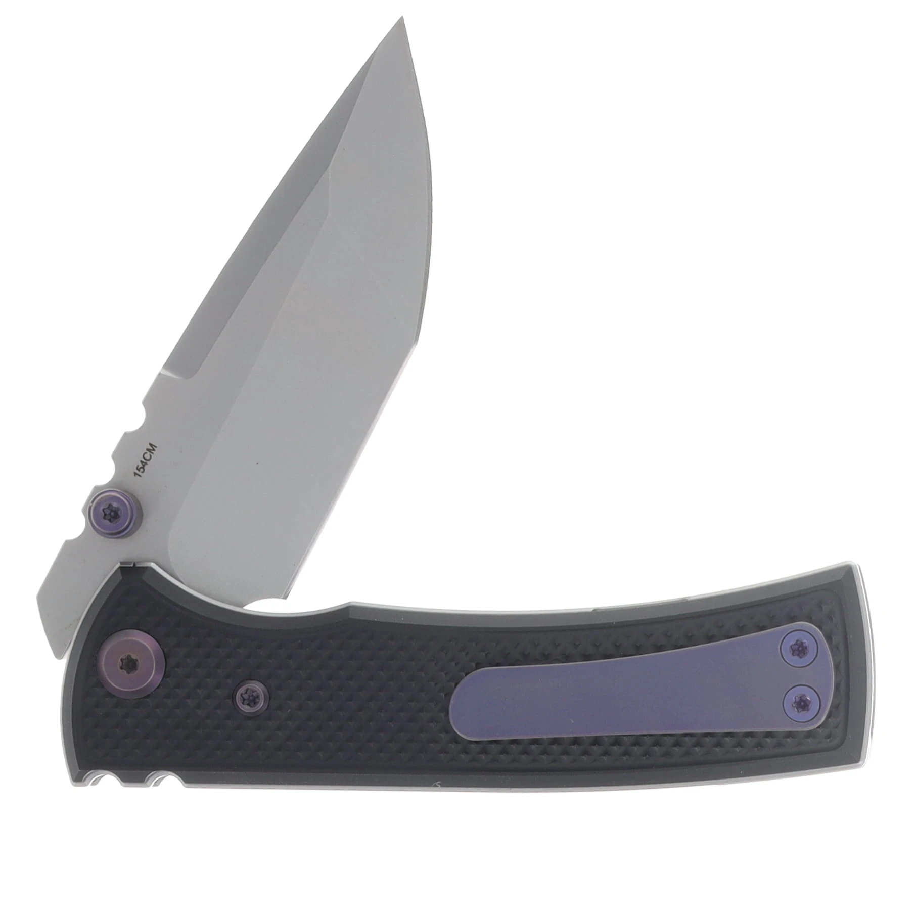 Chaves Blue Label Redencion Street Linerlock Folder Aluminum Knurled SW Black PVD Purple TI SW Tanto CK-1B2-2B9A-2D1-PRP View 4