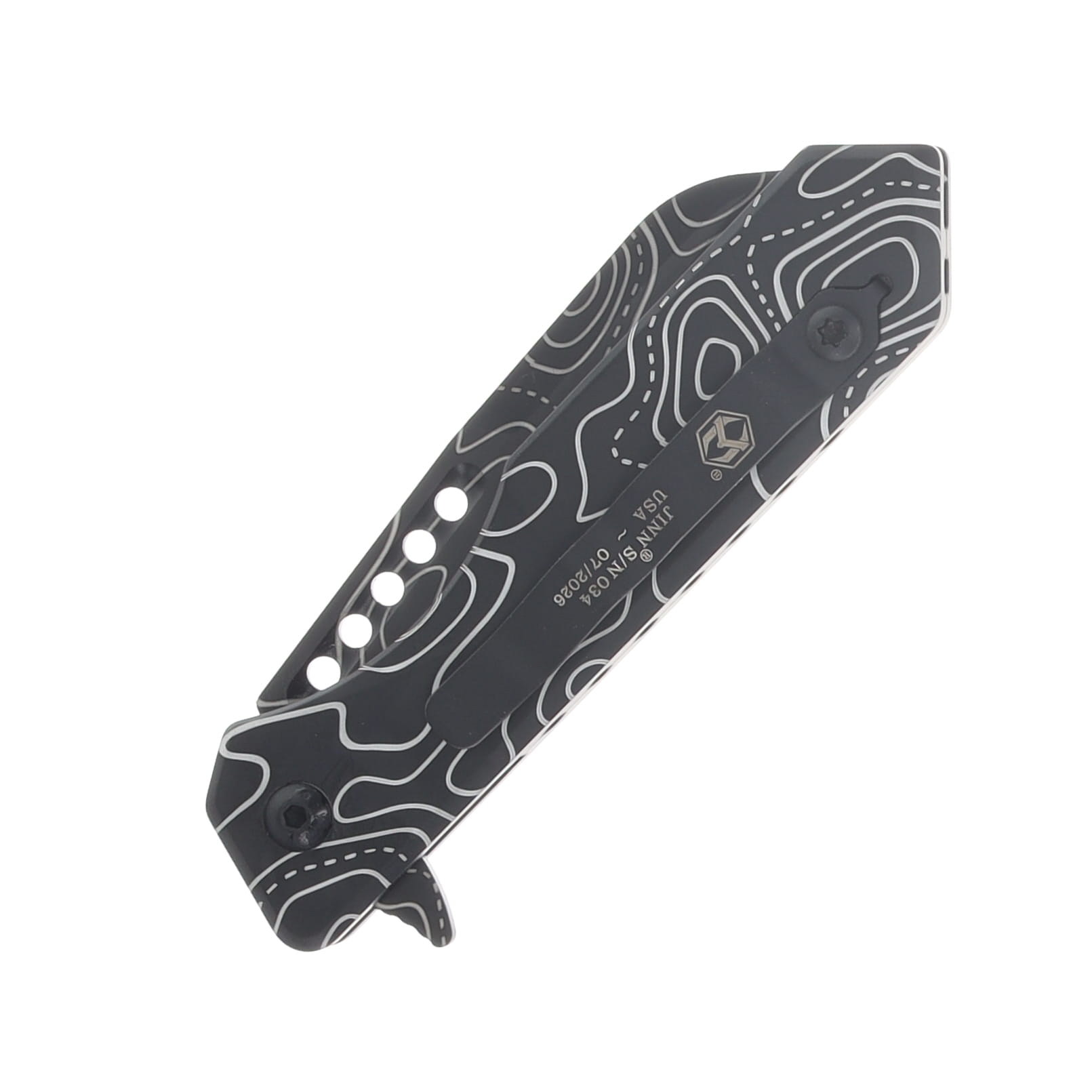 Heretic Jinn Manual Folder DLC with Full Topo Finish and Black Tactical Hardware H213-TOPO View 6