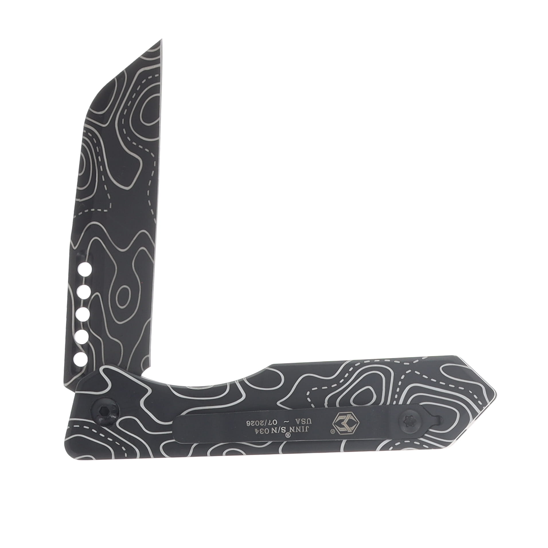 Heretic Jinn Manual Folder DLC with Full Topo Finish and Black Tactical Hardware H213-TOPO View 4