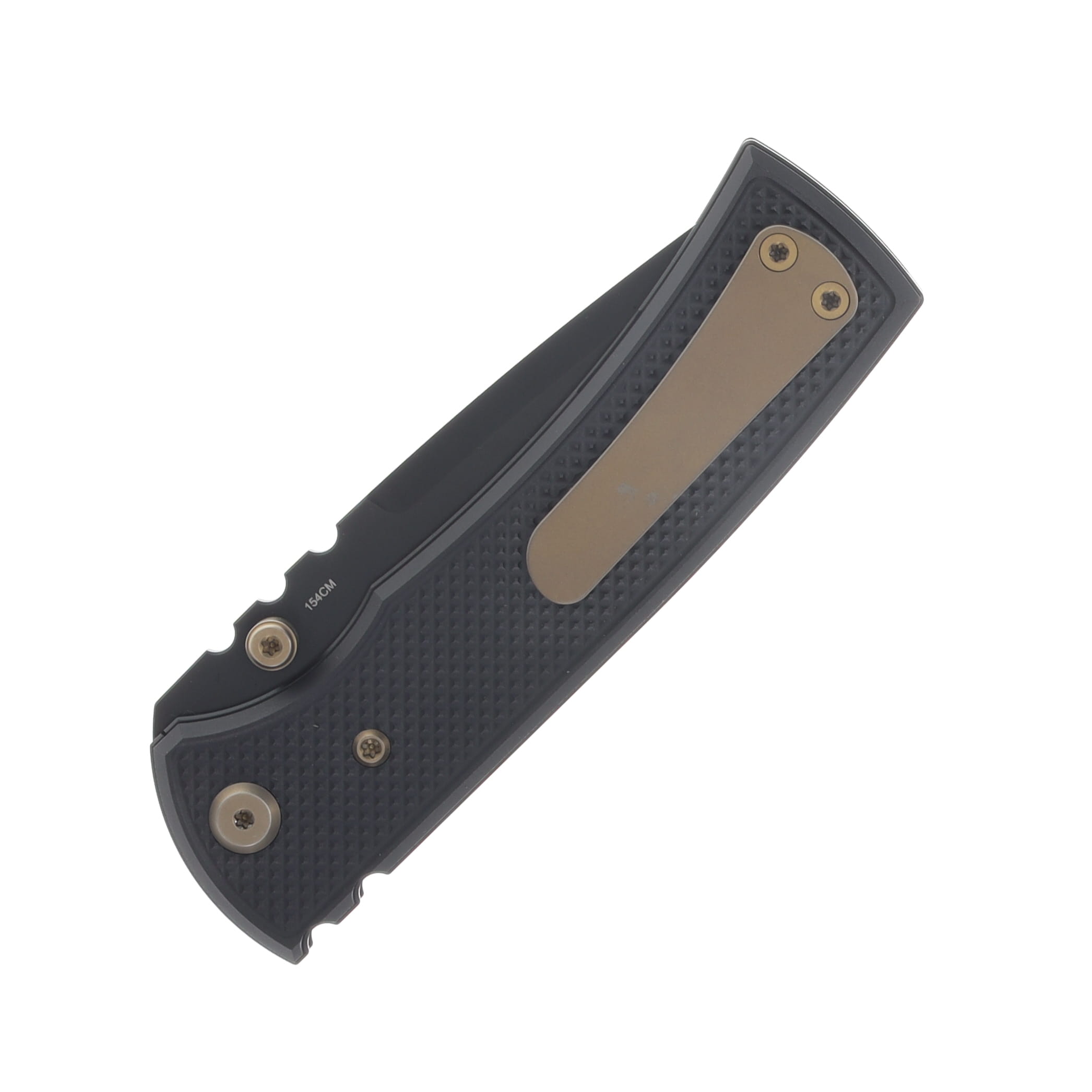 Chaves Blue Label Redencion Street Linerlock Folding Knife Stonewash PVD Tanto/Knurled Black with Bronze Accents  CK-1A2-2C9A-2D1-BR View 6