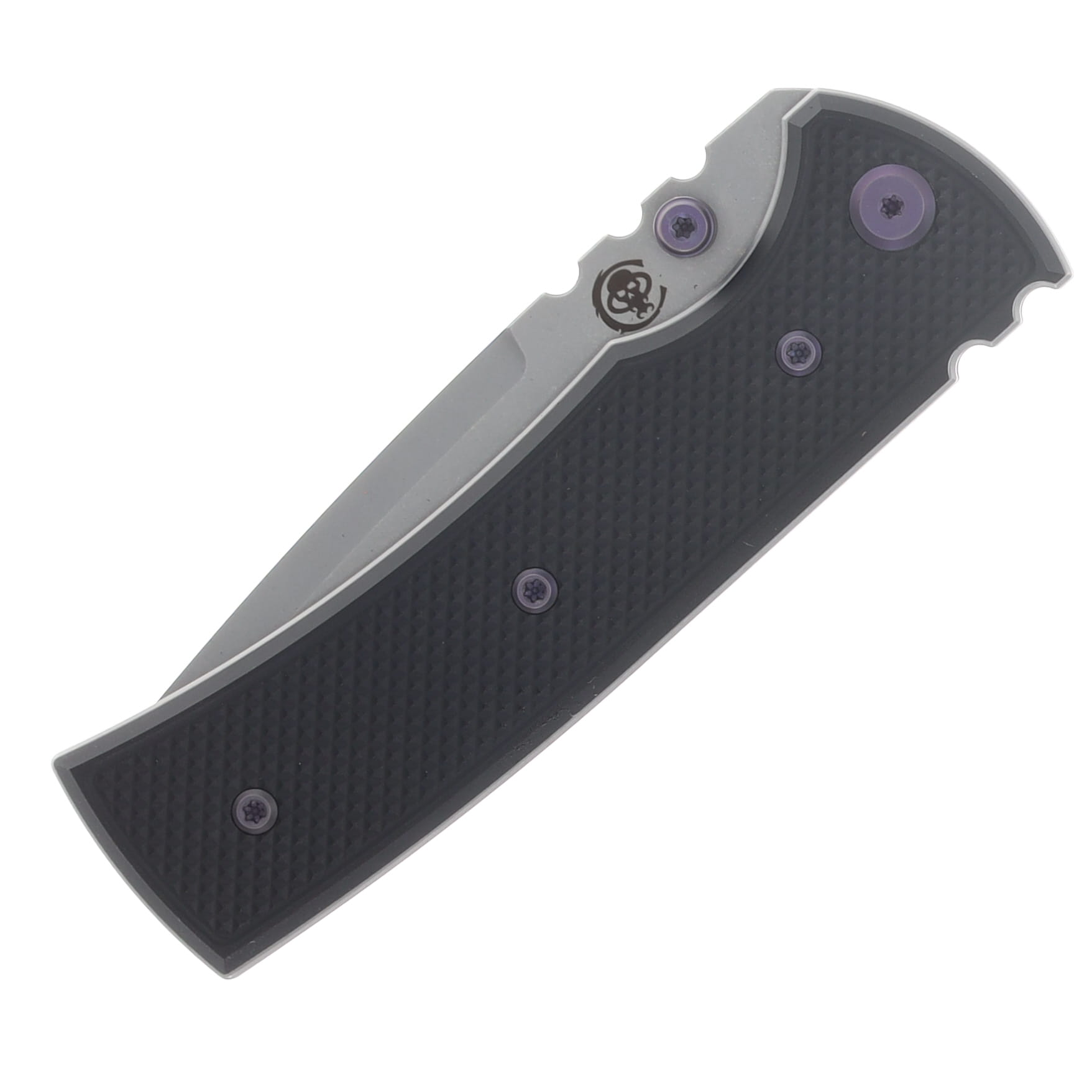 Chaves Blue Label Redencion 229 Linerlock Stonewash Drop Point/PVD Knurled Aluminum with Purple Accents CK-1A2-1B9A-2D1-PRP View 5