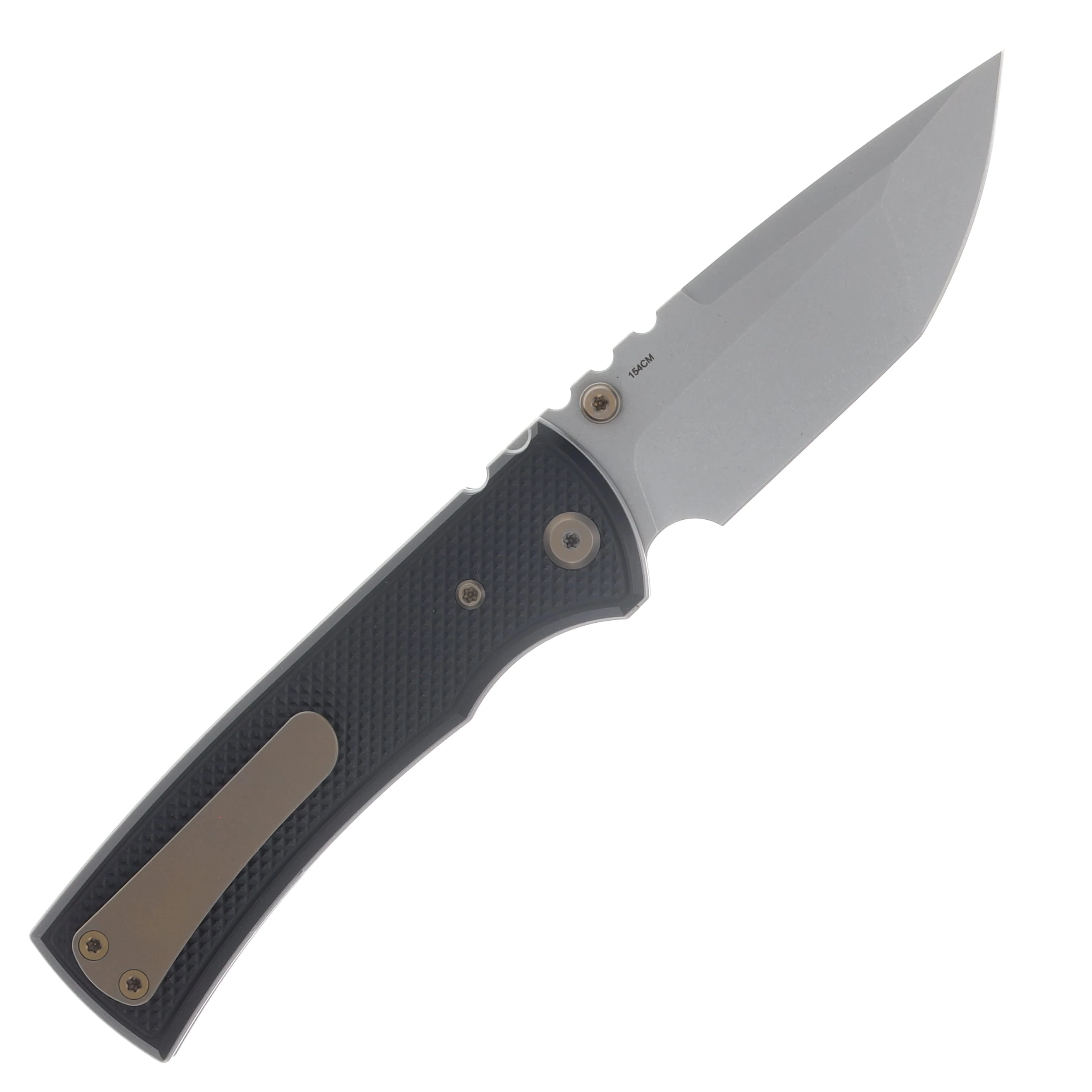Chaves Blue Label Redencion Street Linerlock Folding Knife Stonewash Tanto/Knurled Black with Bronze Accents CK-1A2-2B9A-2D1-BR View 2