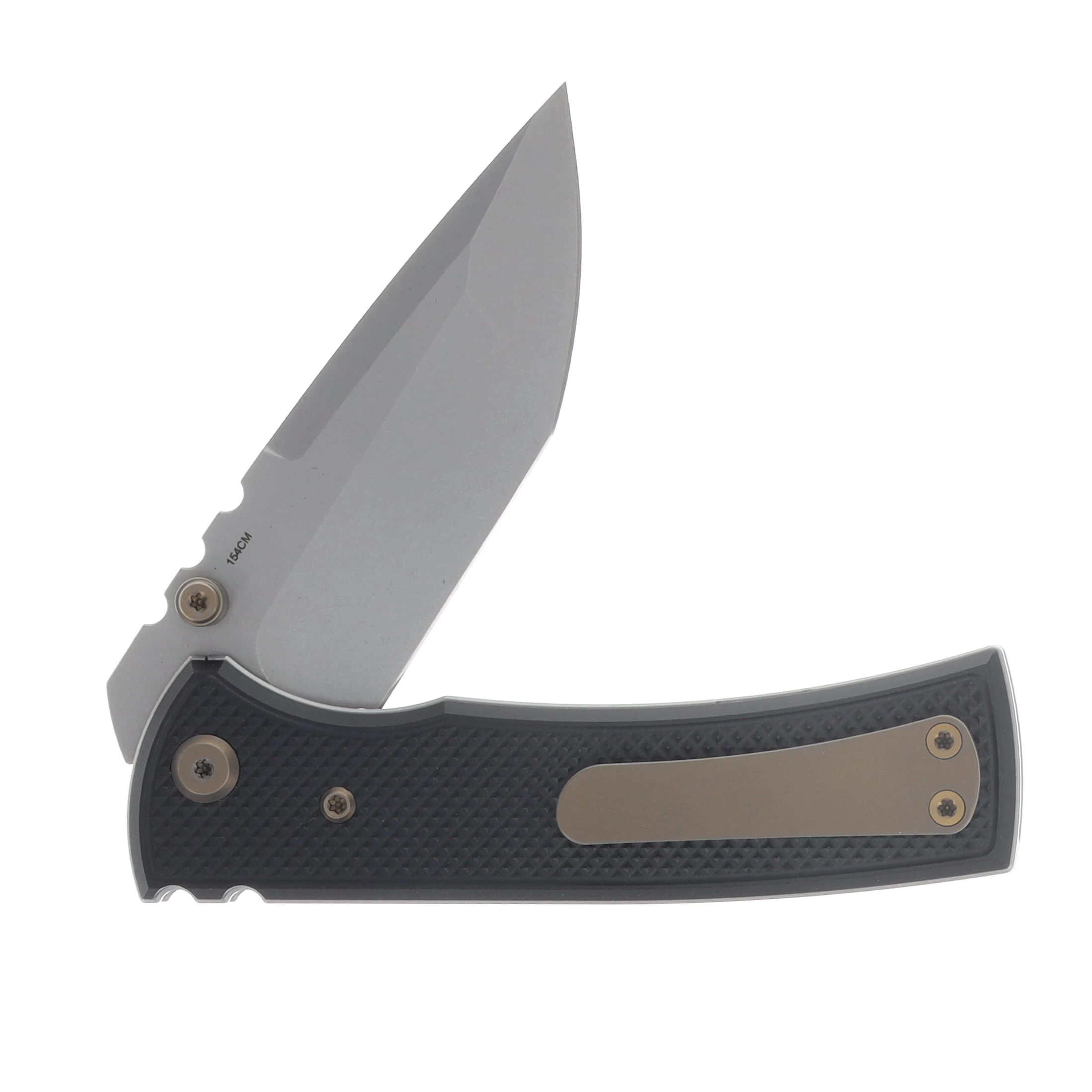 Chaves Blue Label Redencion Street Linerlock Folding Knife Stonewash Tanto/Knurled Black with Bronze Accents CK-1A2-2B9A-2D1-BR View 4