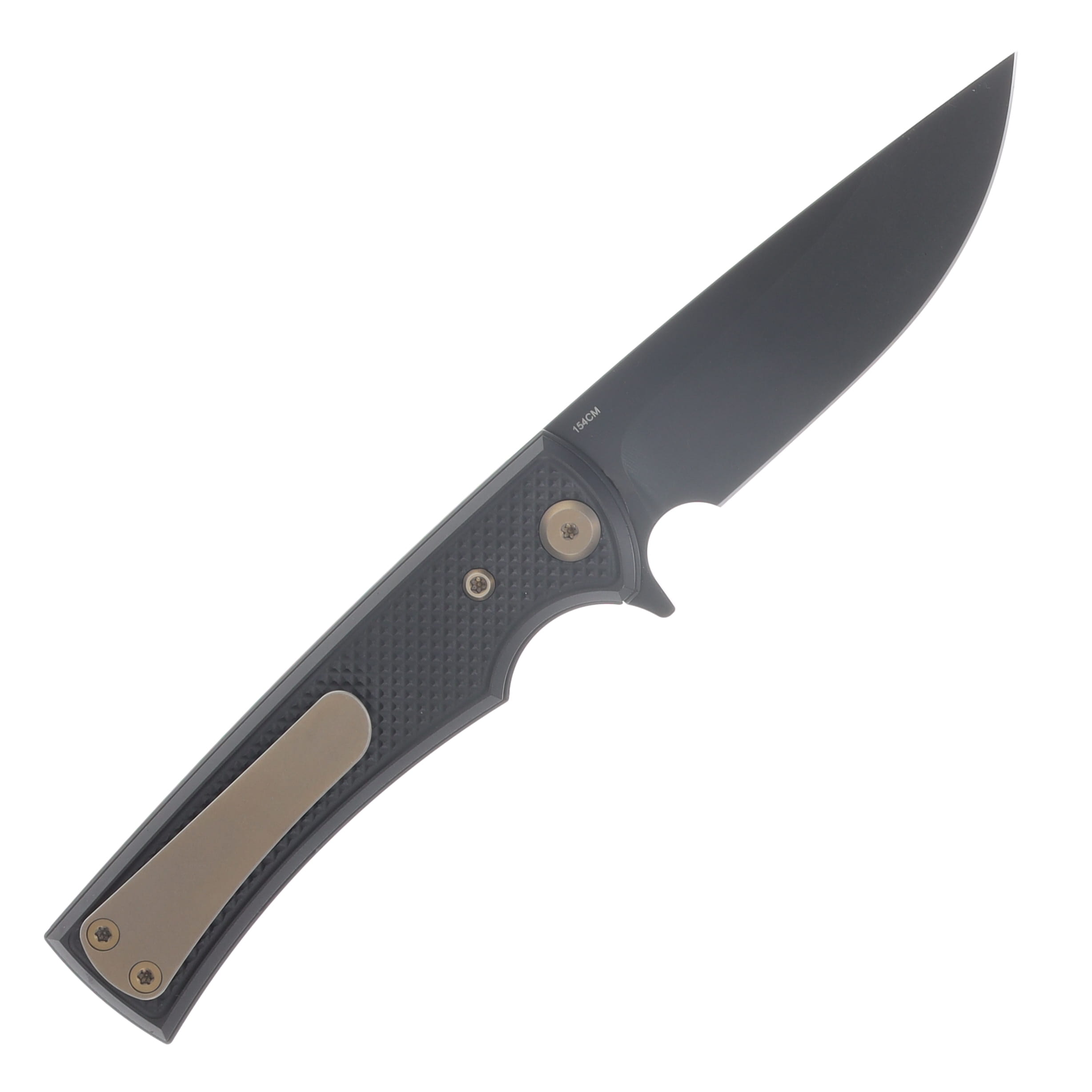 Chaves Blue Label Liberation Street Linerlock Folding Knife PVD Drop Point/Knurled Black with Bronze Accents CK-2B2-1C9A-2D1-BR View 2