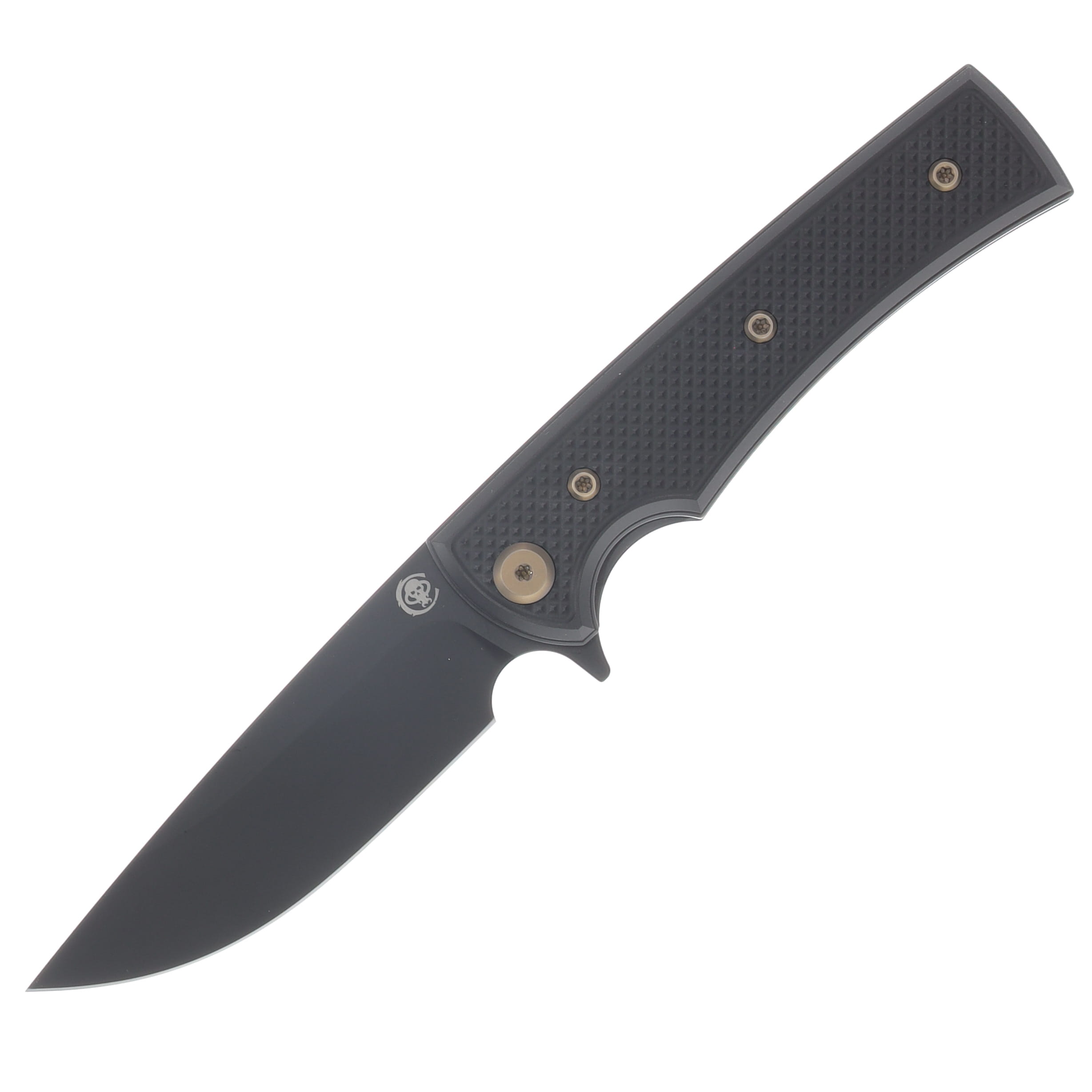 Chaves Blue Label Liberation Street Linerlock Folding Knife PVD Drop Point/Knurled Black with Bronze Accents CK-2B2-1C9A-2D1-BR View 1