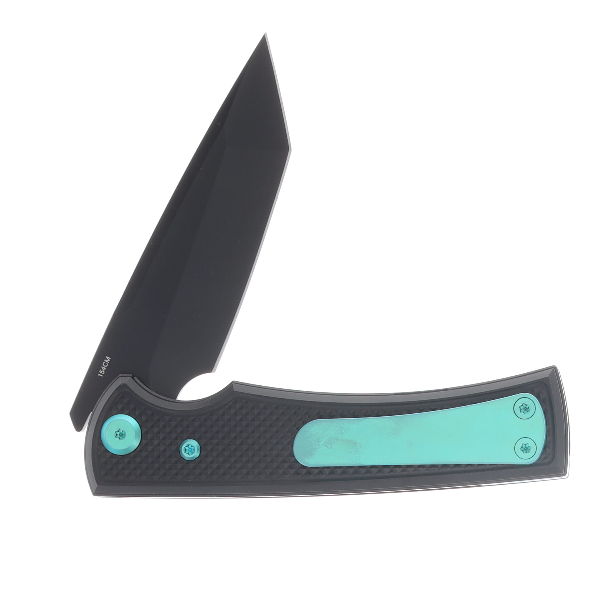 Chaves Blue Label Liberation Street Linerlock Folding Knife PVD Drop Point/Knurled Black with Green Accents CK-2B2-1C9A-2D1-GR View 4