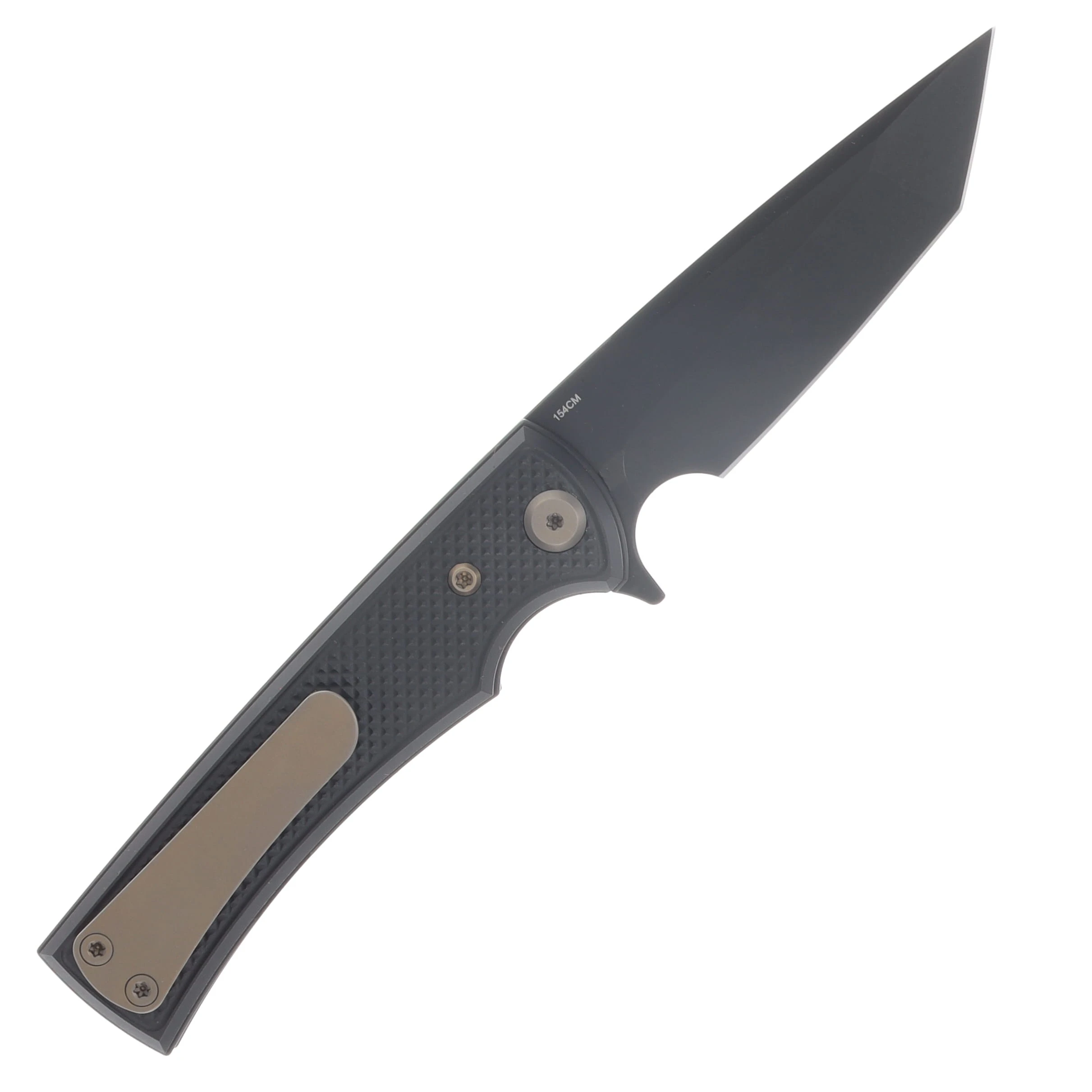 Chaves Blue Label Liberation Street Linerlock Folding Knife PVD Tanto/Knurled Black with Bronze Accents CK-2B2-2C9A-2D1-BR View 2