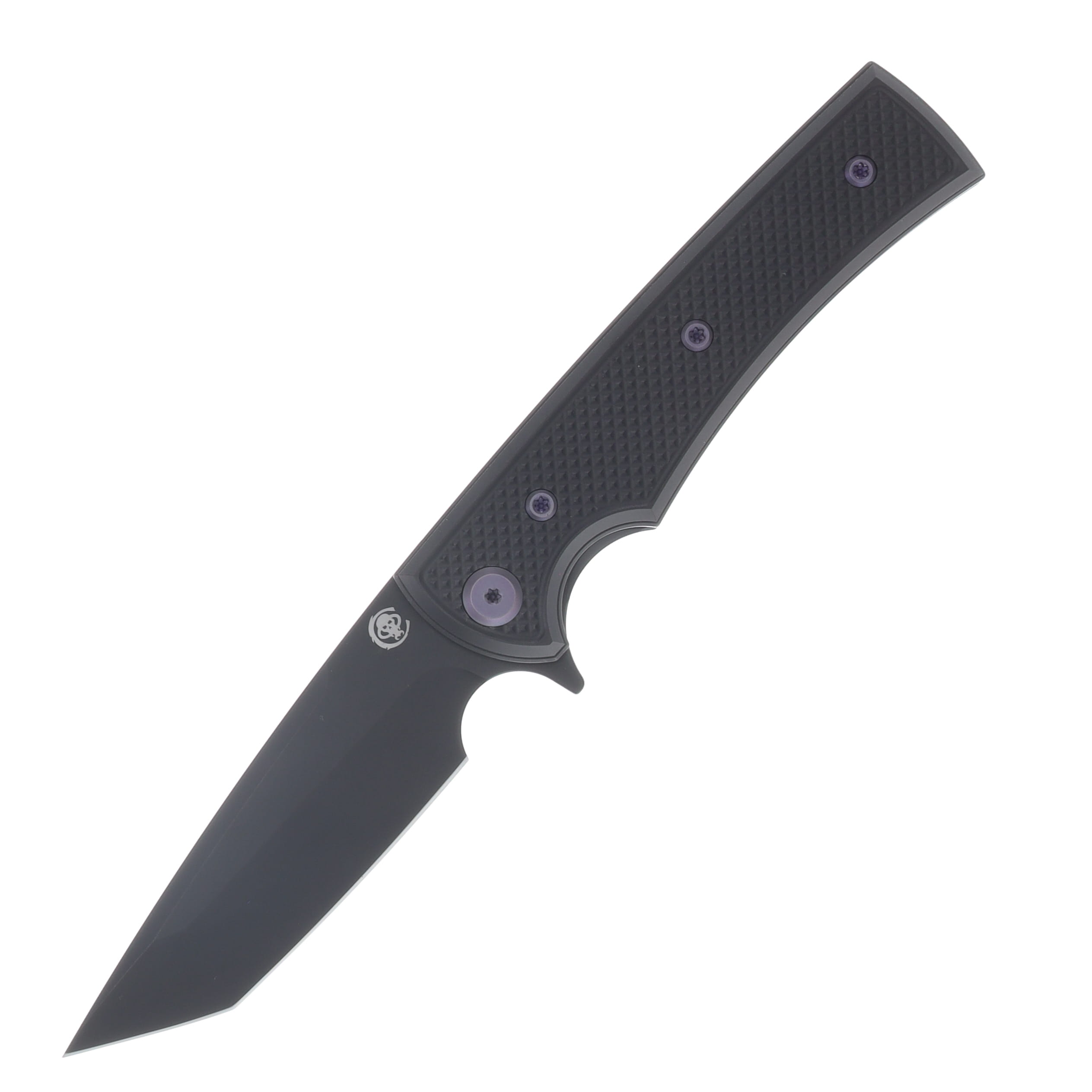 Chaves Blue Label Liberation Street Linerlock Folding Knife PVD Tanto/Knurled Black with Purple Accents CK-2B2-2C9A-2D1-PRP View 1
