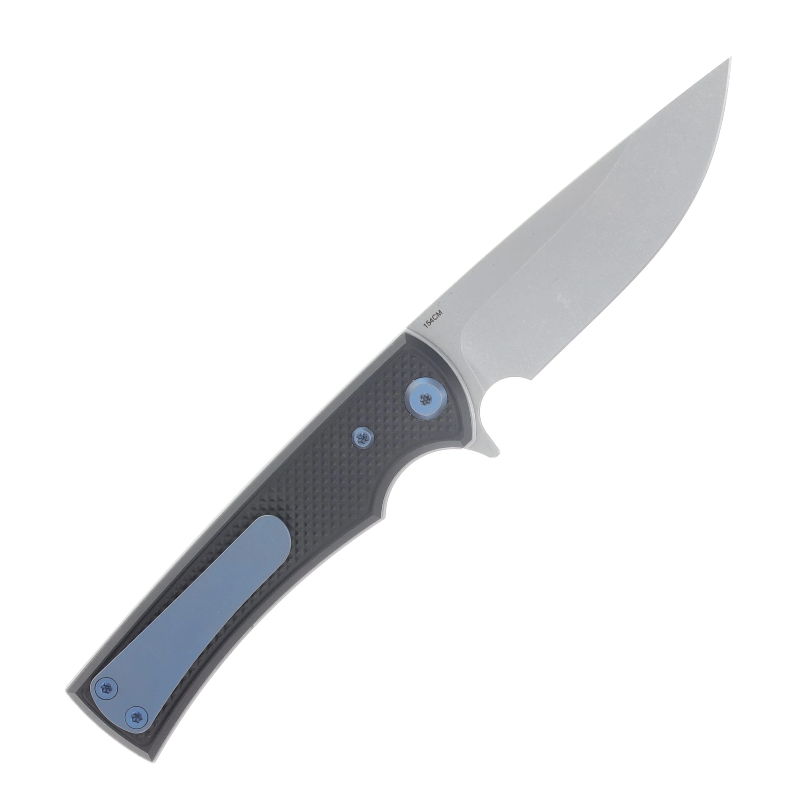 Chaves Blue Label Liberation Street Linerlock Folding Knife Stonewash Drop Point/Knurled Black with Blue Accents CK-2B2-1B9A-2D1-BLUE View 2