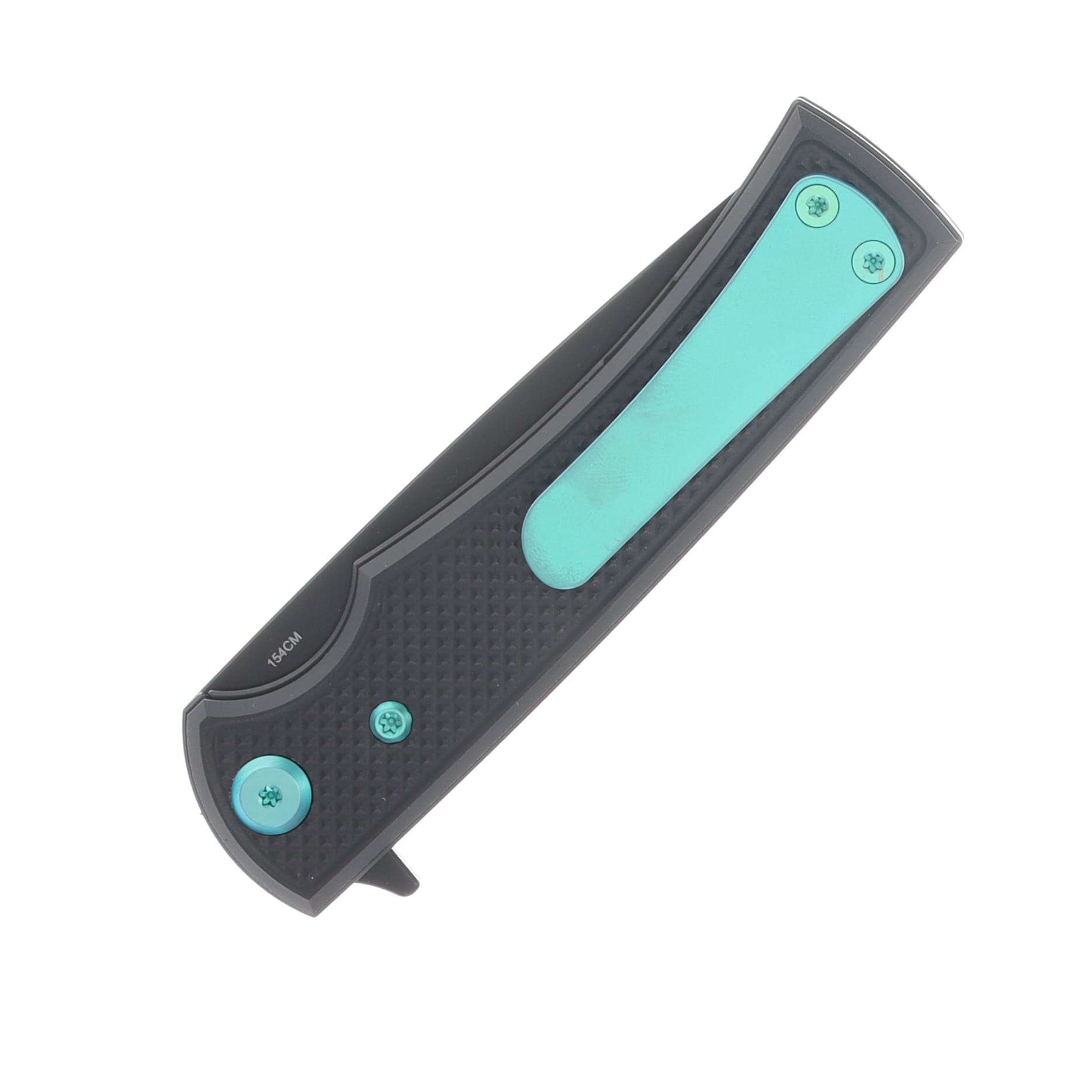 Chaves Blue Label Liberation Street Linerlock Folding Knife Stonewash Drop Point/Knurled Black with Green Accents CK-2B2-1B9A-2D1-GR View 6