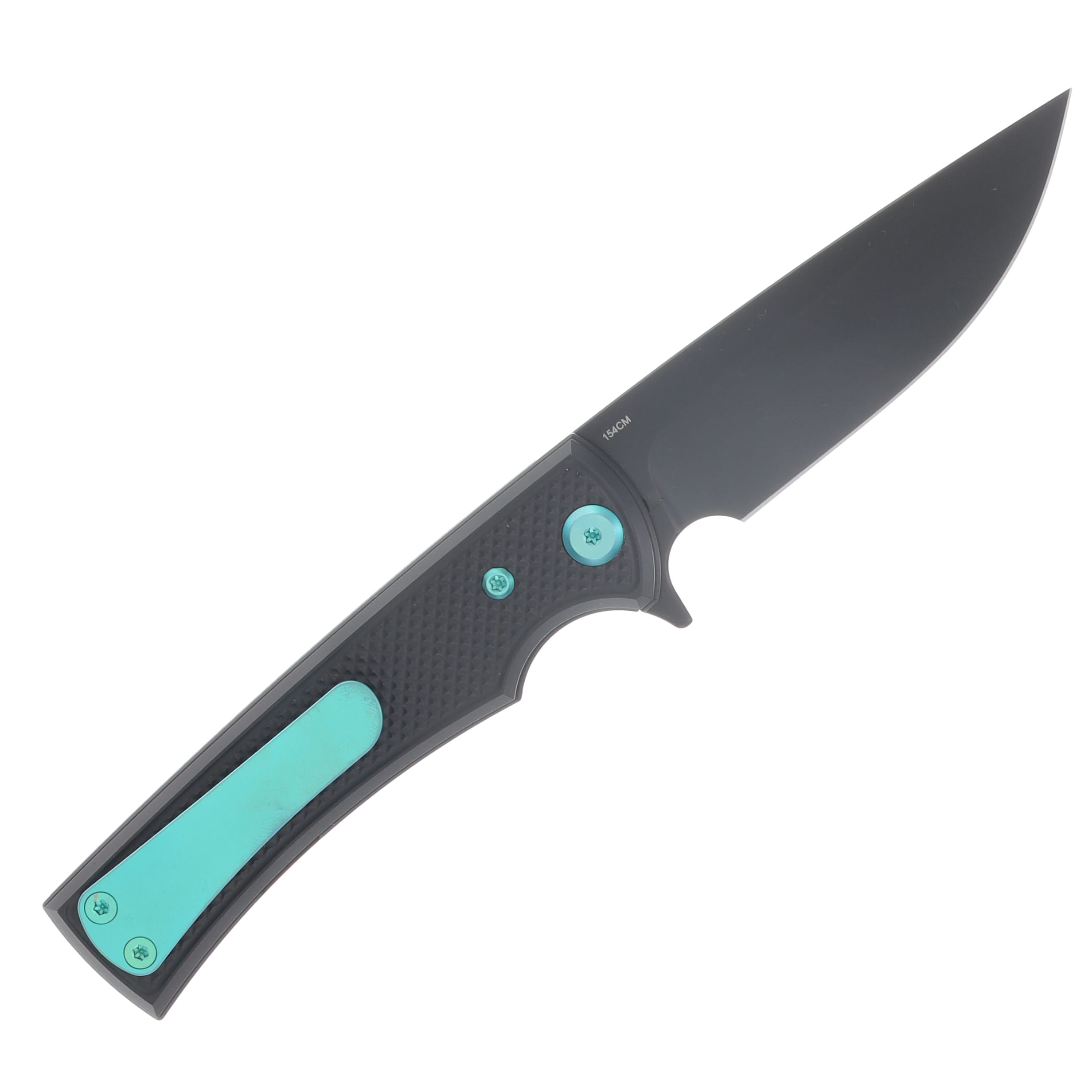 Chaves Blue Label Liberation Street Linerlock Folding Knife Stonewash Drop Point/Knurled Black with Green Accents CK-2B2-1B9A-2D1-GR View 2