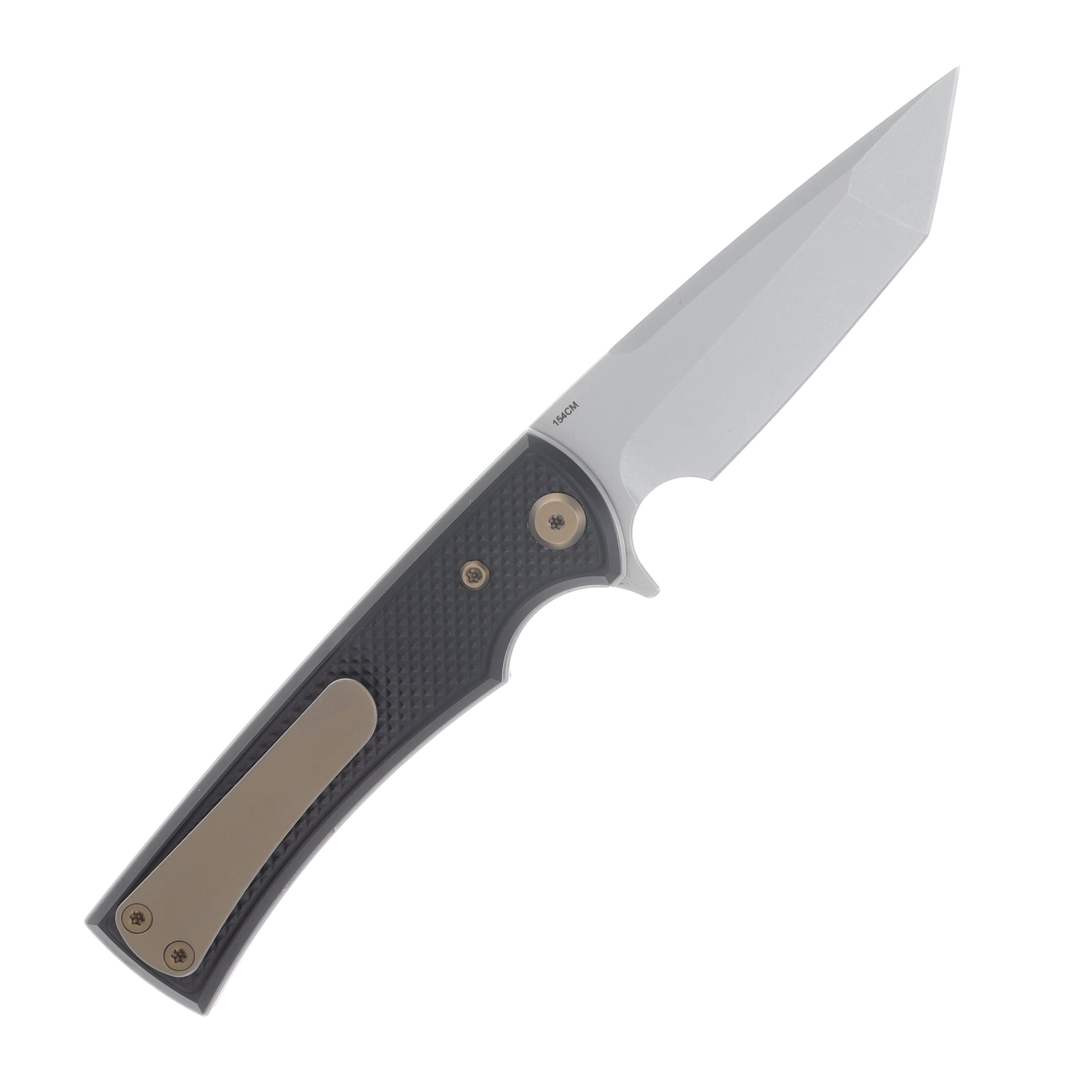 Chaves Blue Label Liberation Street Linerlock Folding Knife Stonewash Tanto/Knurled Black with Bronze Accents CK-2B2-2B9A-2D1-BR View 2