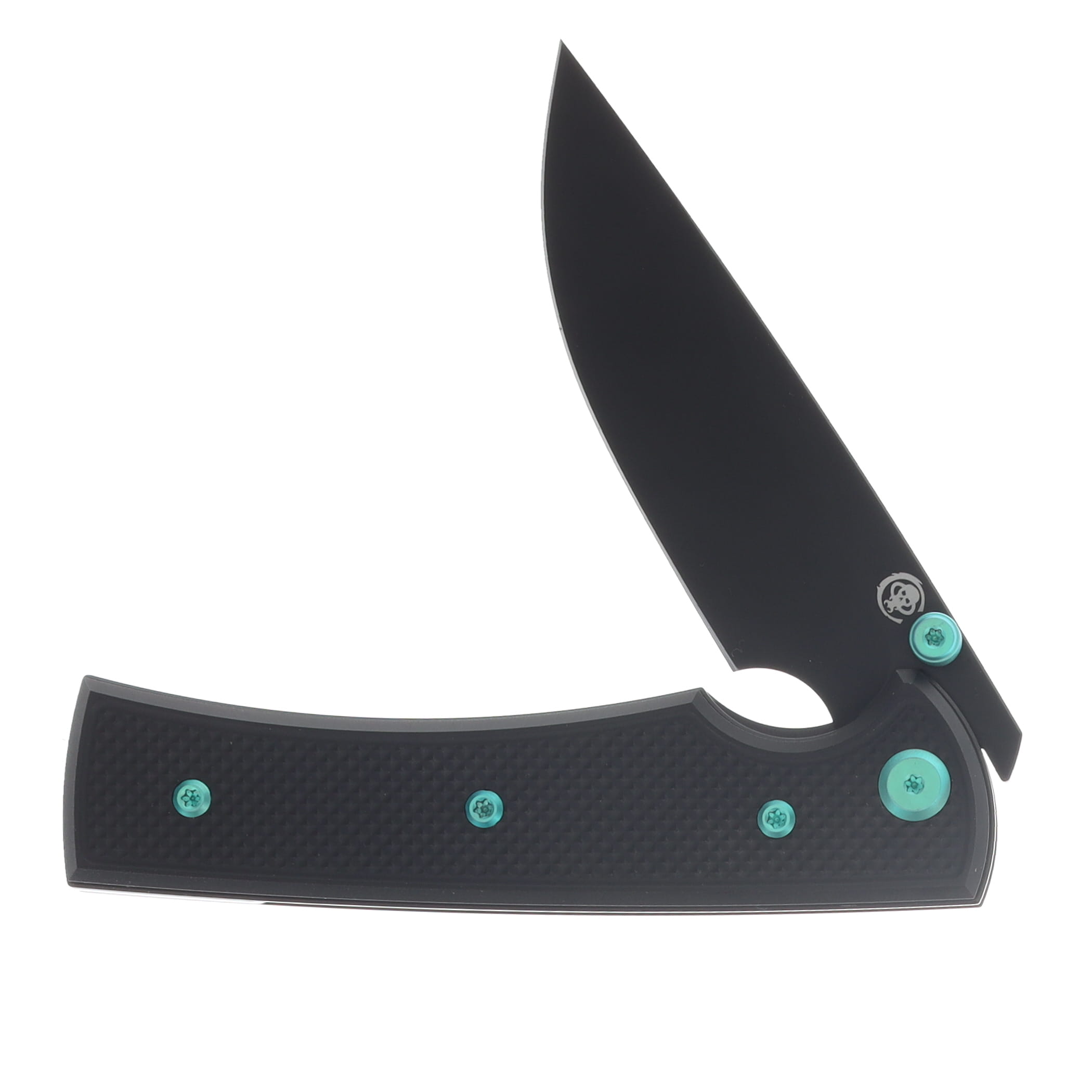 Chaves Blue Label Liberation 229 Linerlock Folder Aluminum Knurled Black PVD Green TI Black DP CK-2A2-1C9A-2D1-GR View 4