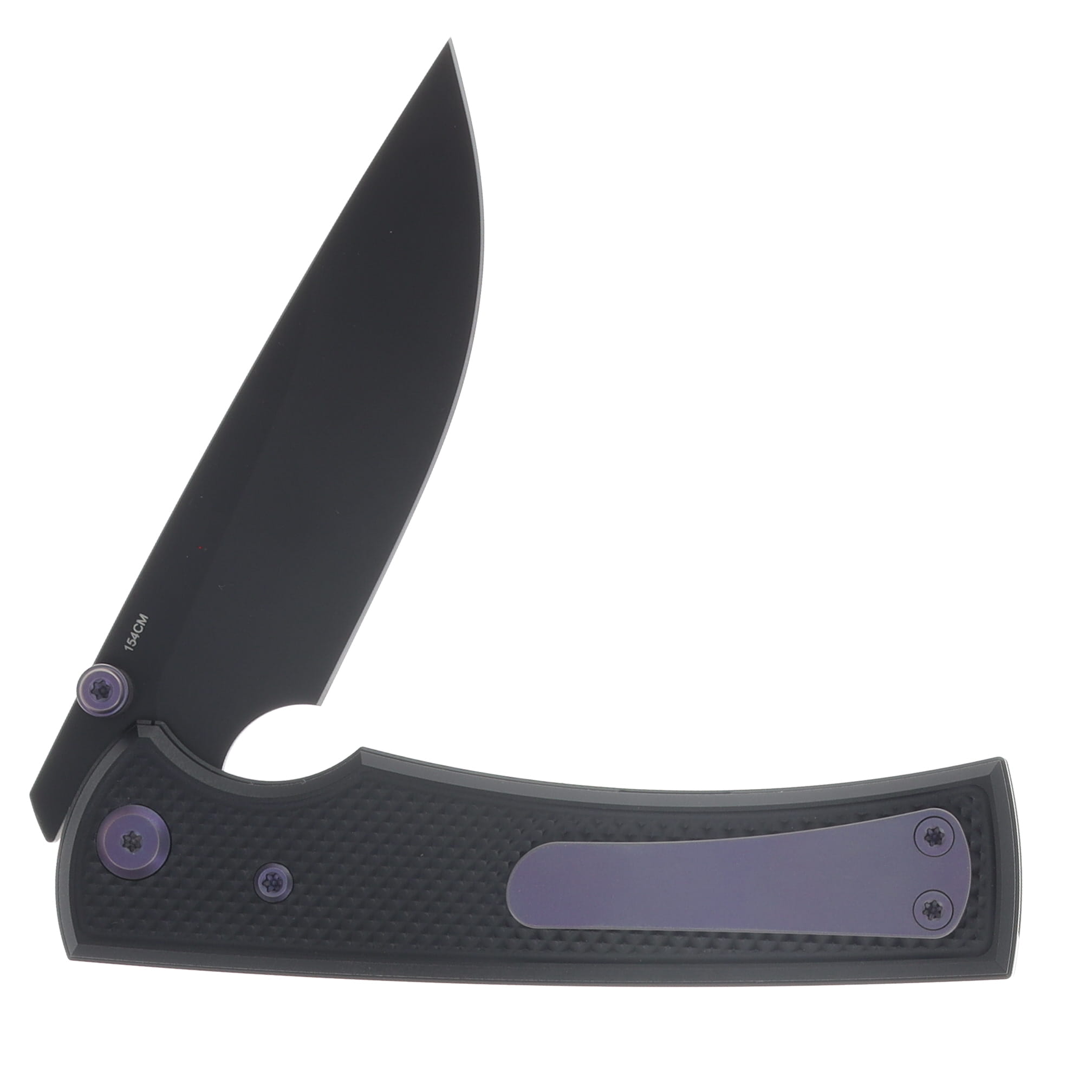 Chaves Blue Label Liberation 229 Linerlock Folder Aluminum Knurled Black PVD Purple TI Black DP CK-2A2-1C9A-2D1-PRP View 4