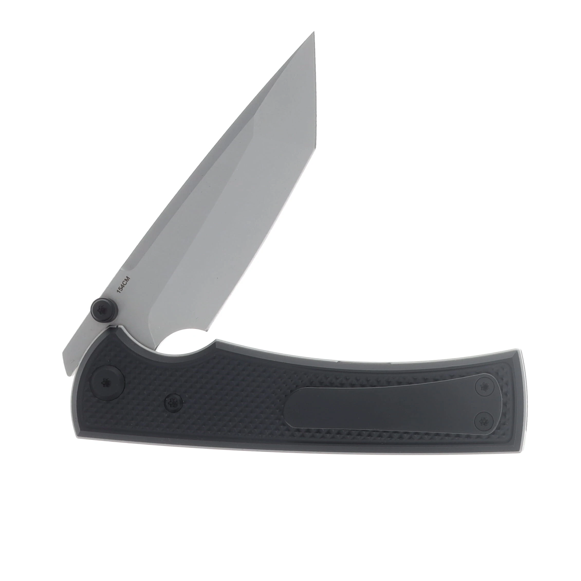 Chaves Blue Label Liberation 229 Linerlock Folder Aluminum Knurled SW Black PVD Black TI SW Tanto CK-2A2-2B9A-2D1-BL View 4