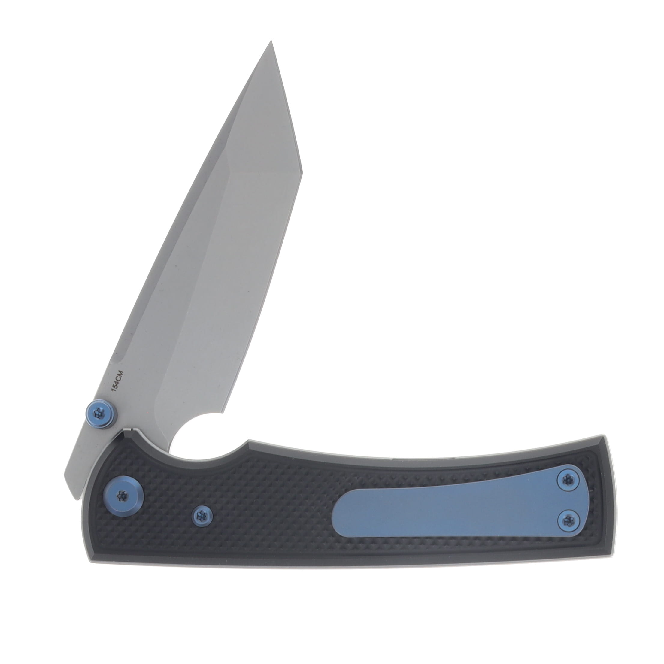 Chaves Blue Label Liberation 229 Linerlock Folder Aluminum Knurled SW Black PVD Blue TI SW Tanto CK-2A2-2B9A-2D1-BLUE View 4