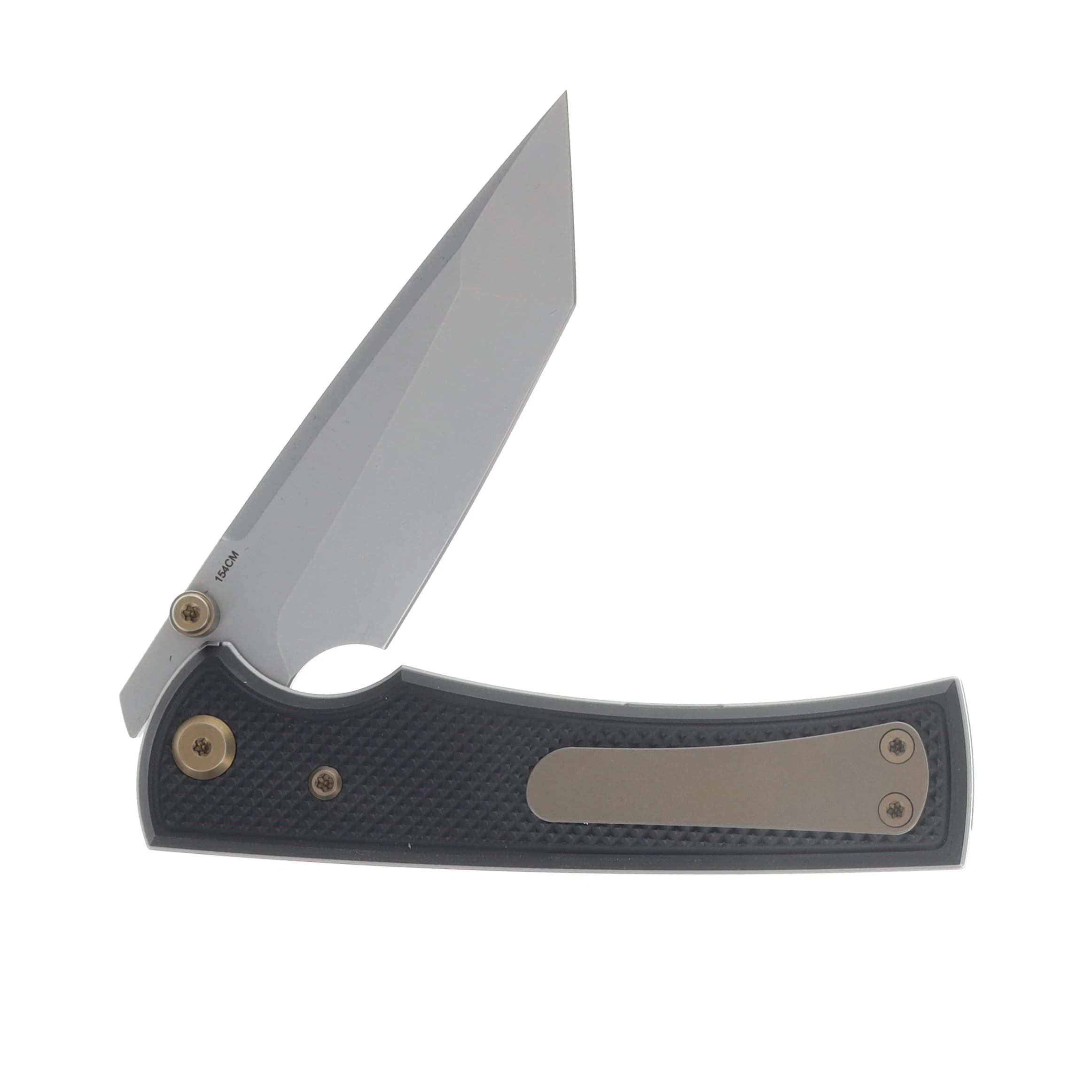 Chaves Blue Label Liberation 229 Linerlock Folder Aluminum Knurled SW Black PVD Bronze TI SW Tanto CK-2A2-2B9A-2D1-BR View 4