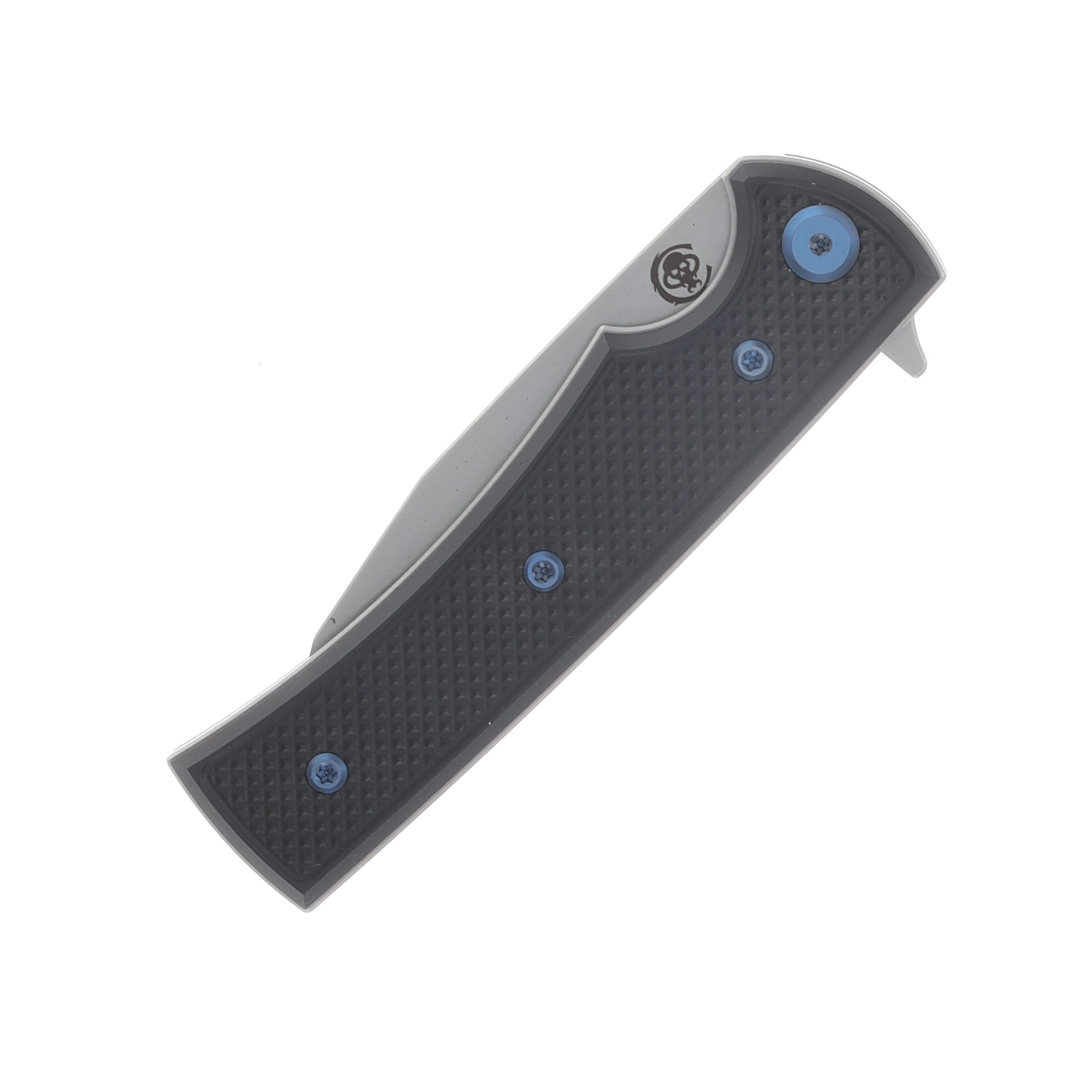Chaves Blue Label Sangre Street Linerlock Stonewash Wharncliffe/PVD Knurled Aluminum with Blue Accents CK-3B2-3B9A-2D1-BLUE View 5