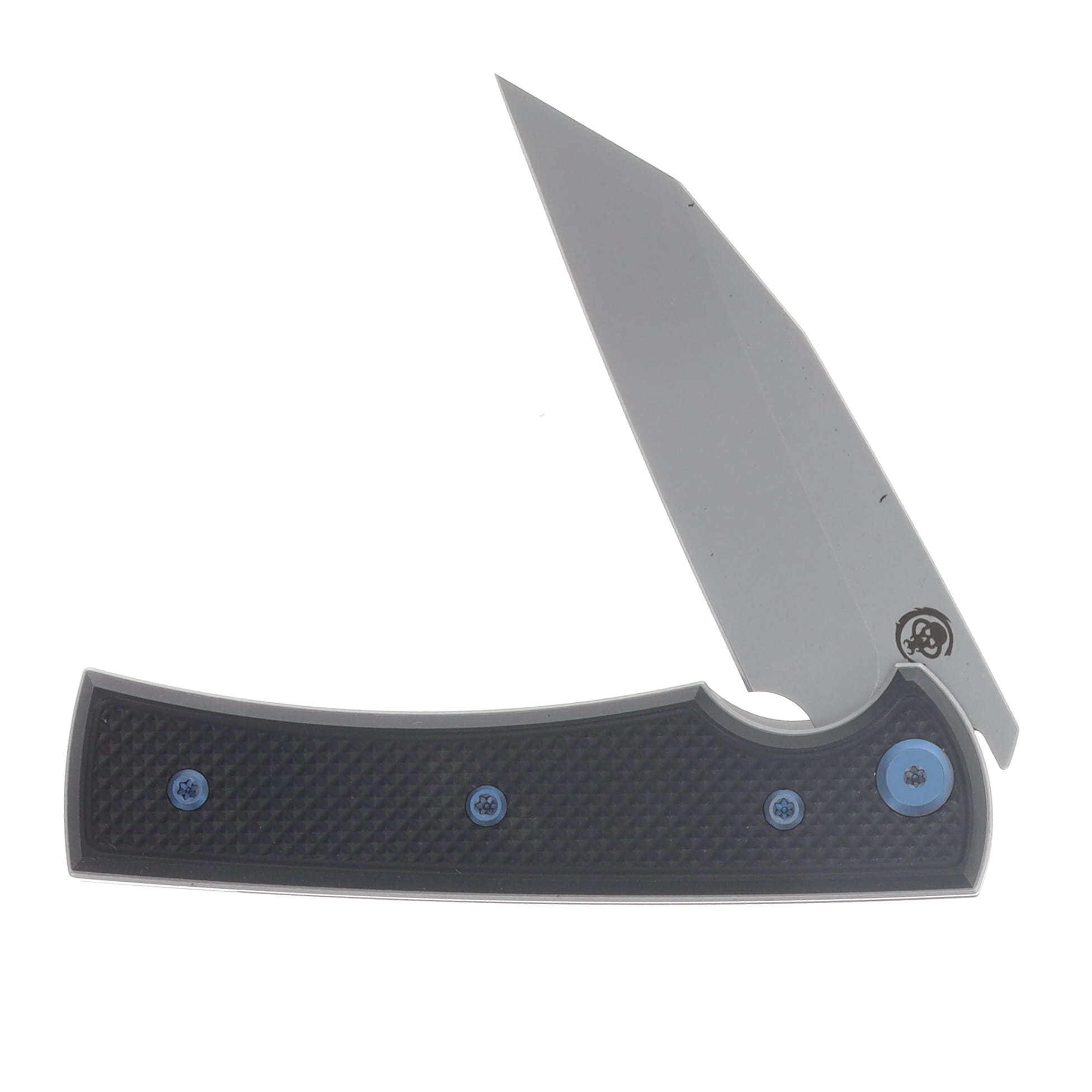 Chaves Blue Label Sangre Street Linerlock Stonewash Wharncliffe/PVD Knurled Aluminum with Blue Accents CK-3B2-3B9A-2D1-BLUE View 3