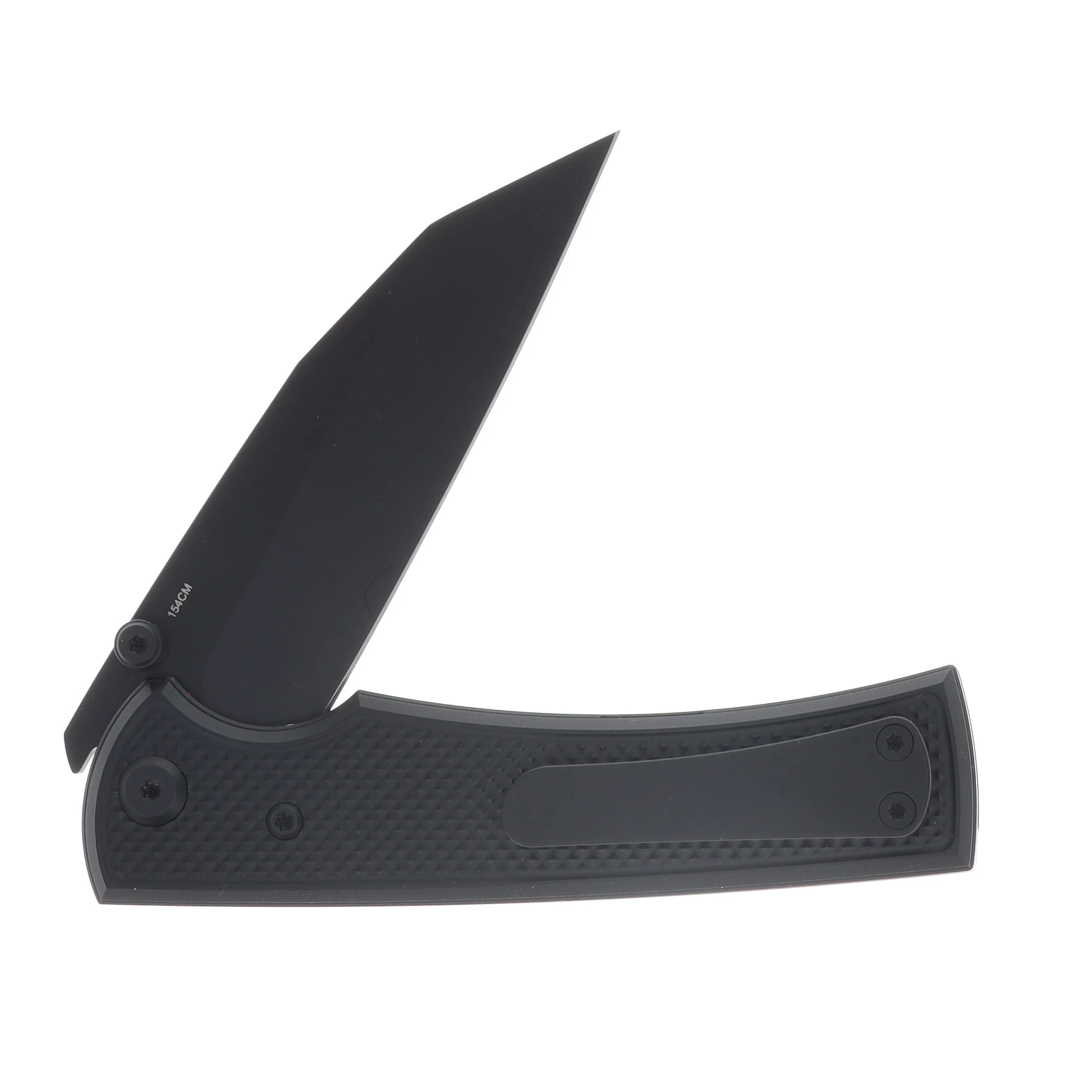 Chaves Blue Label Sangre 229 Linerlock Folder Aluminum Knurled Black PVD Black TI Black Wharncliffe CK-3A2-3C9A-2D1-BL View 4