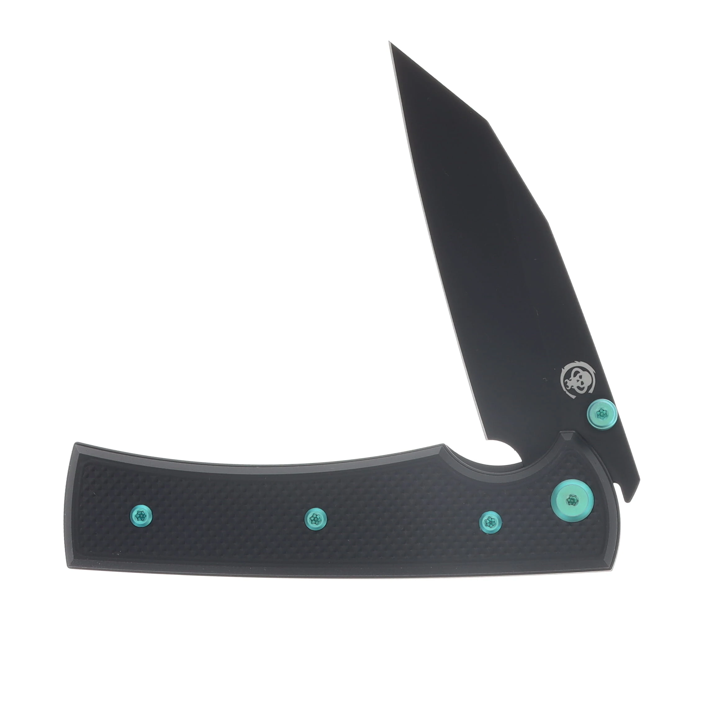 Chaves Blue Label Sangre 229 Linerlock Folder Aluminum Knurled Black PVD Green TI Black Wharncliffe CK-3A2-3C9A-2D1-GR View 4