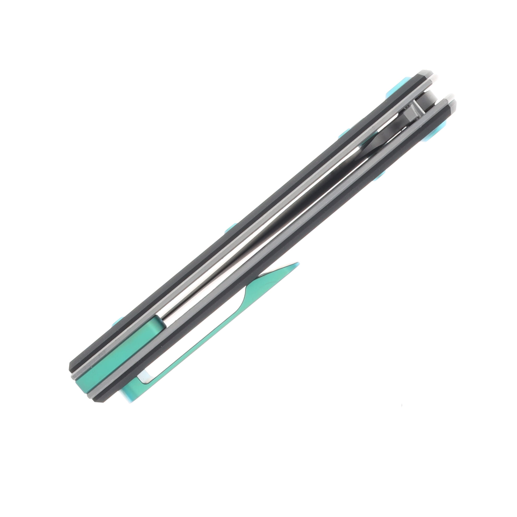 Chaves Blue Label Sangre 229 Linerlock Folder Aluminum Knurled SW Black-Green TI SW Wharncliffe CK-3A2-3B9A-2D1-GR View 9