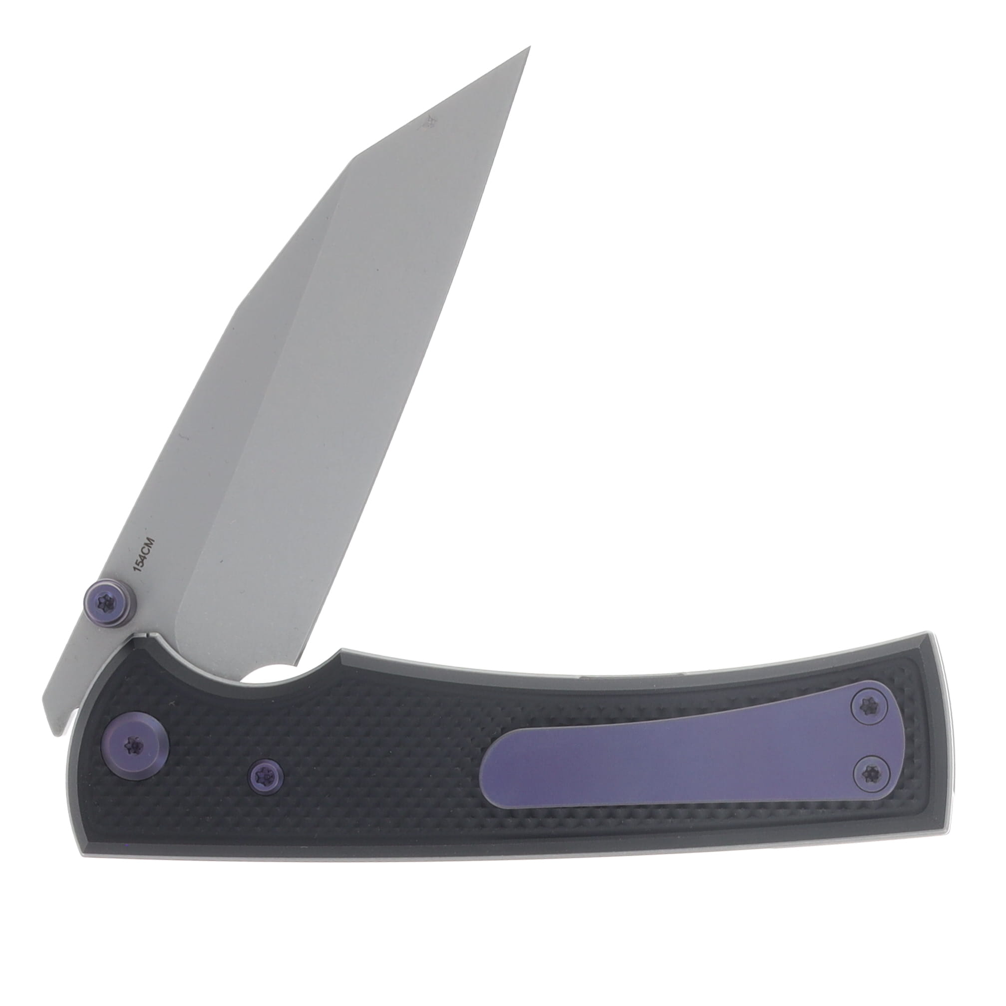 Chaves Blue Label Sangre 229 Linerlock Folder Aluminum Knurled SW Black-Purple TI SW Wharncliffe CK-3A2-3B9A-2D1-PRP View 4