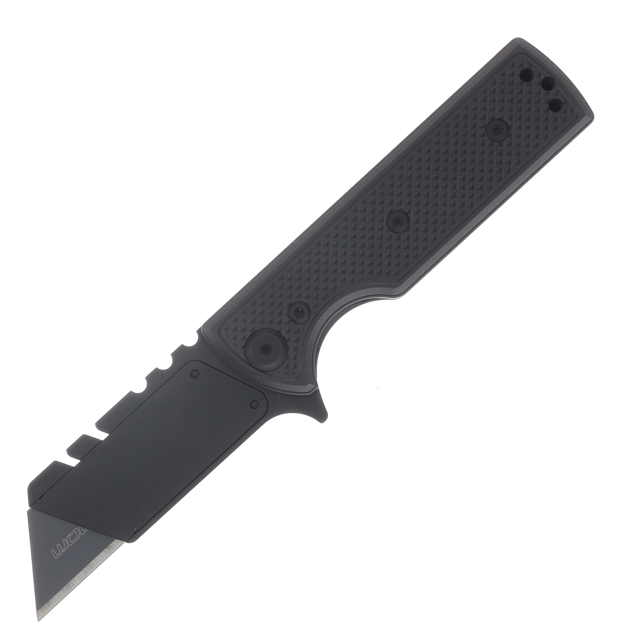 Chaves Blue Label - Aluminum Knurled C.H.U.B.  Flipper  Black  PVD  Linerlock  Black  Ti Razor  Blade CK-7C2-5C6B-2D1-BL View 1
