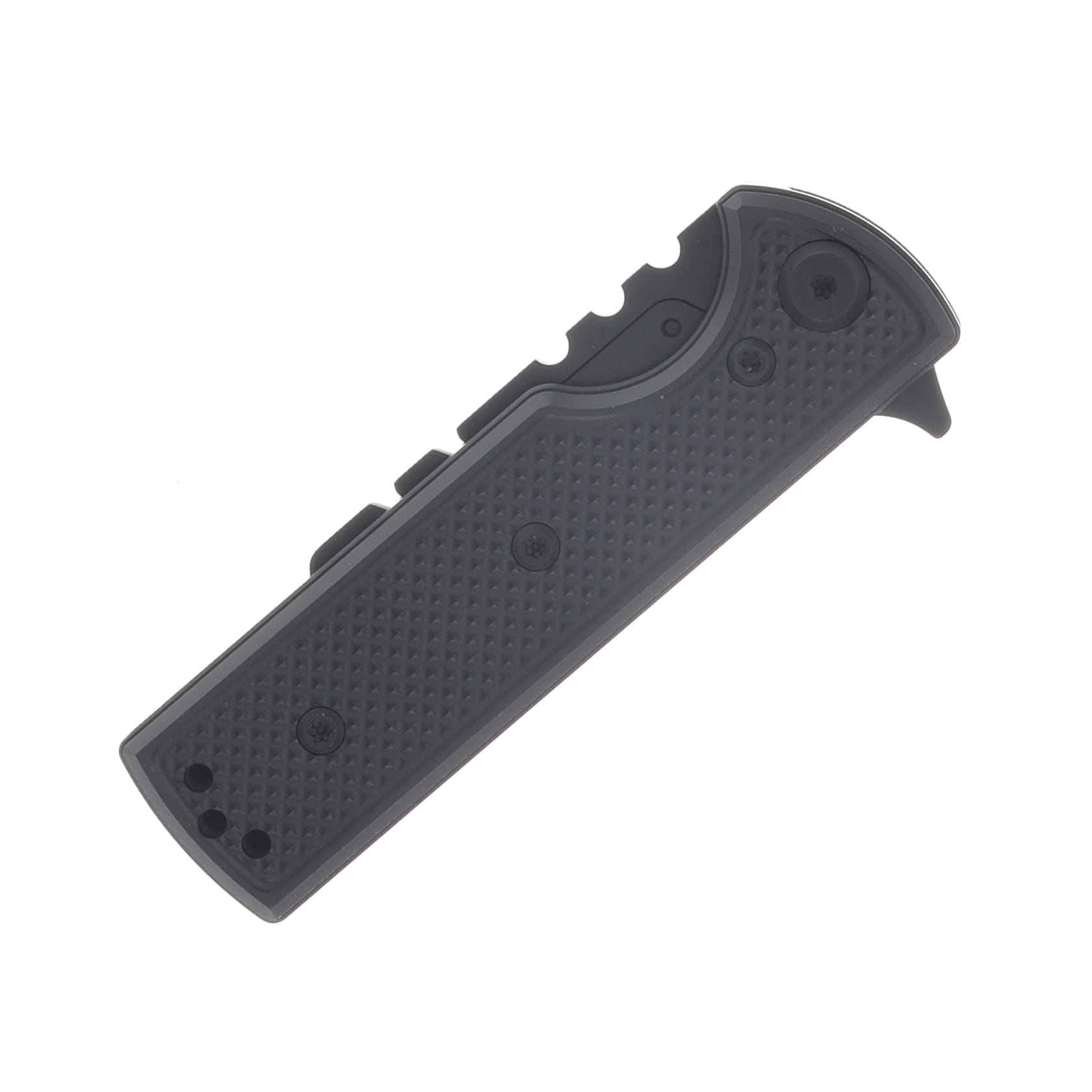 Chaves Blue Label - Aluminum Knurled C.H.U.B.  Flipper  Black  PVD  Linerlock  Black  Ti Razor  Blade CK-7C2-5C6B-2D1-BL View 5